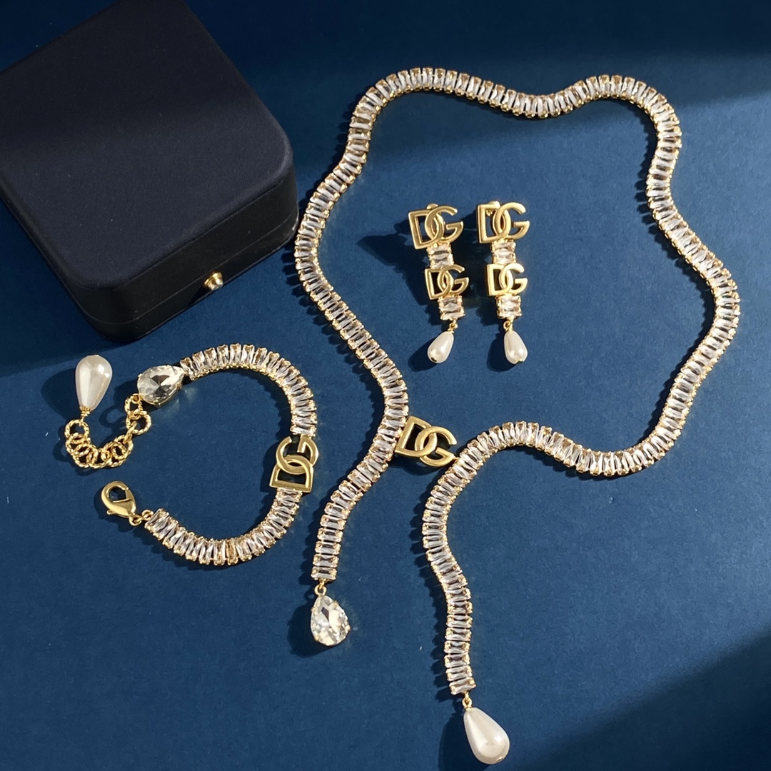 DGT009 Dolce and gabbana necklace Bracelet earring set women's diamond - ccjewelryacc