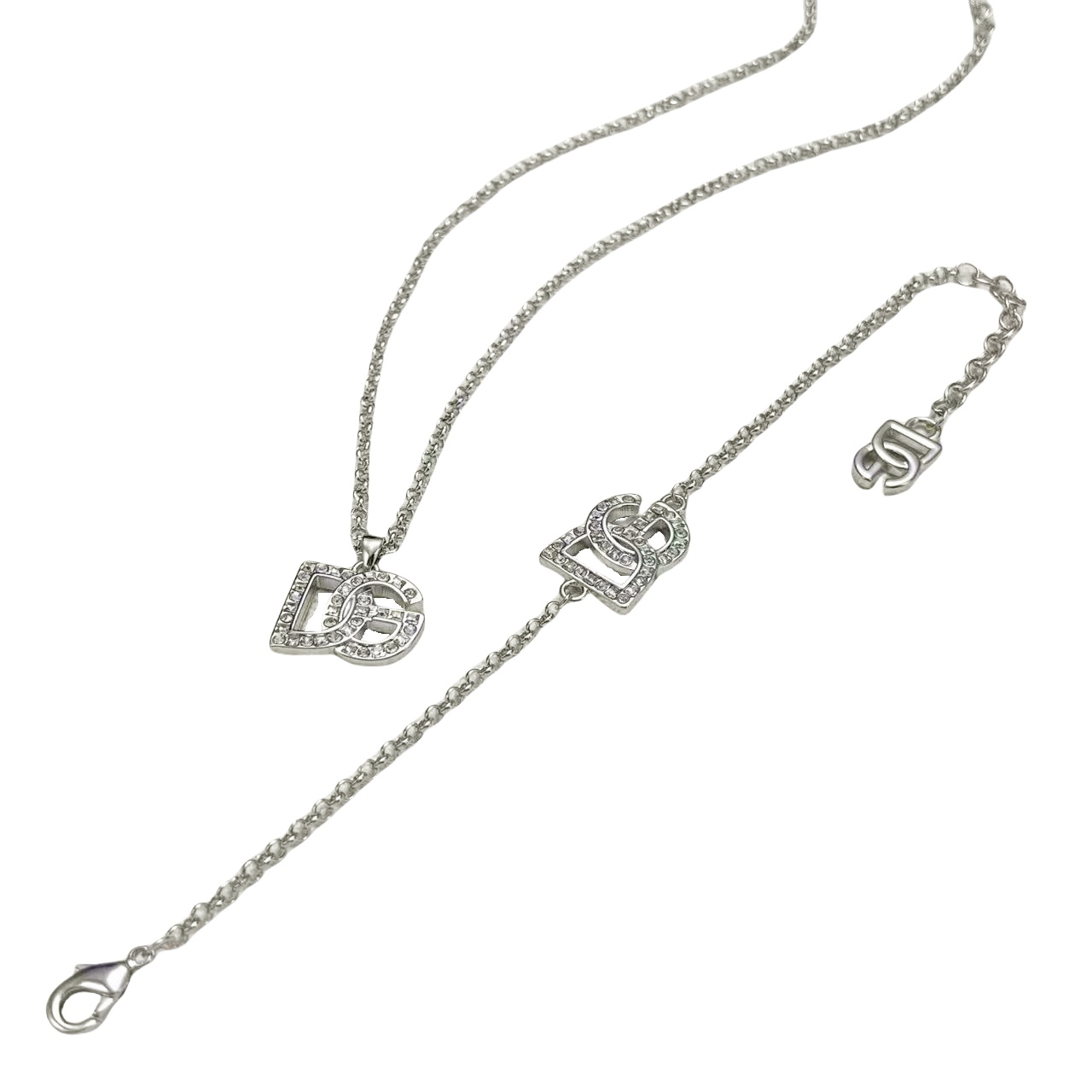 DGT015 Dolce gabbana DG Logo pendant necklace bracelet set - ccjewelryacc