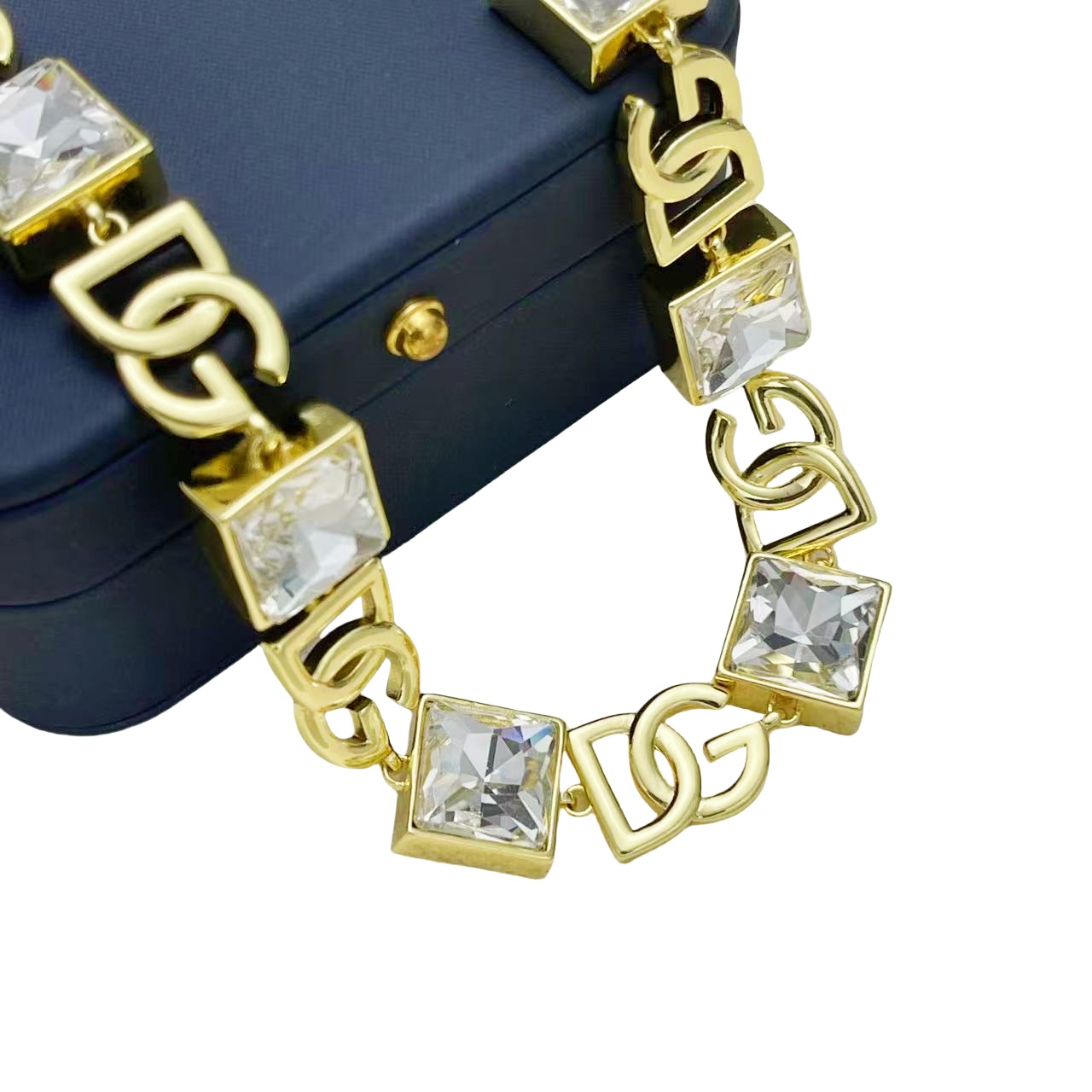 DGT025 Dolce gabbana Square diamond choker necklace and earrings set - ccjewelryacc