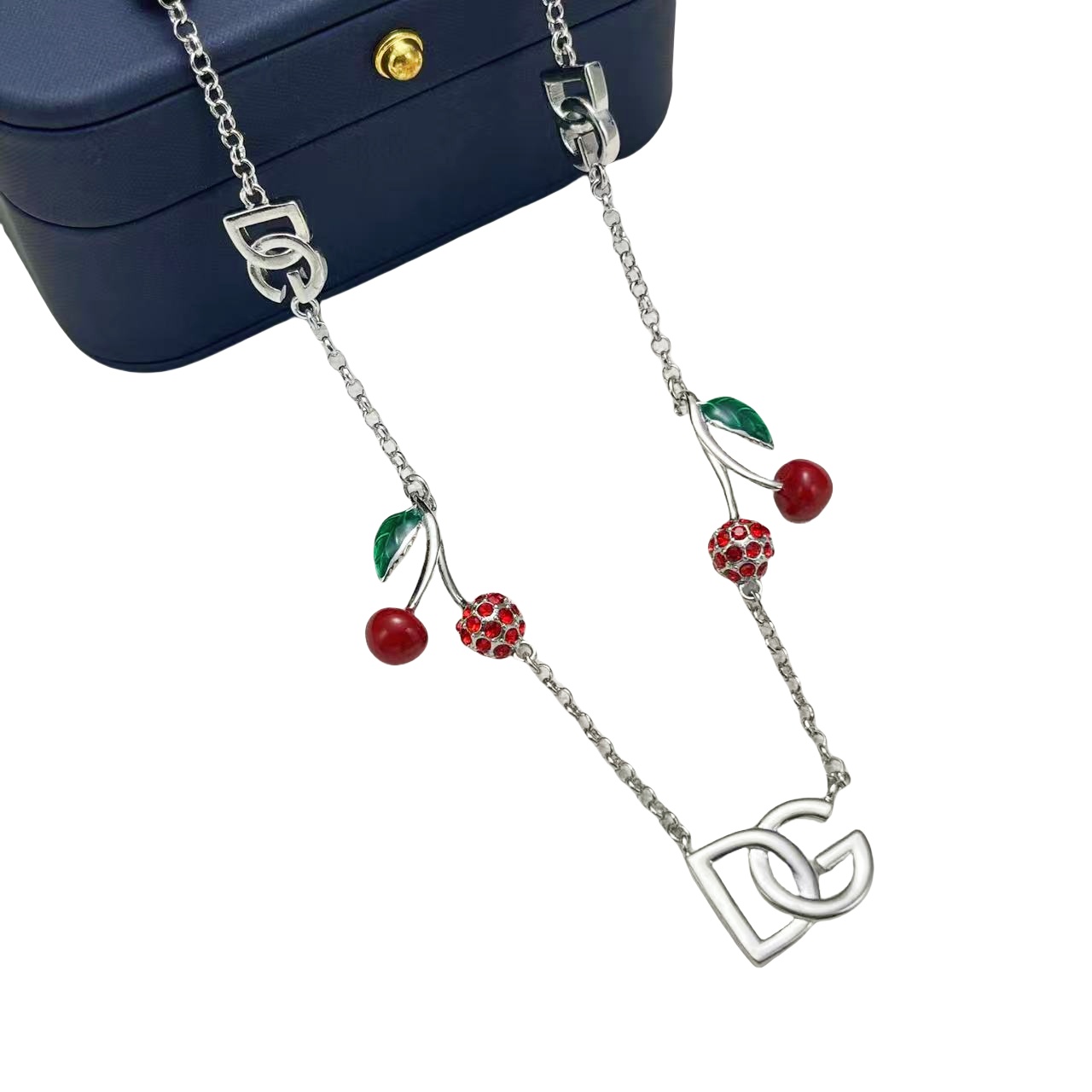 DGT028 Dolce gabbana cherry charms choker necklace and earrings set - ccjewelryacc