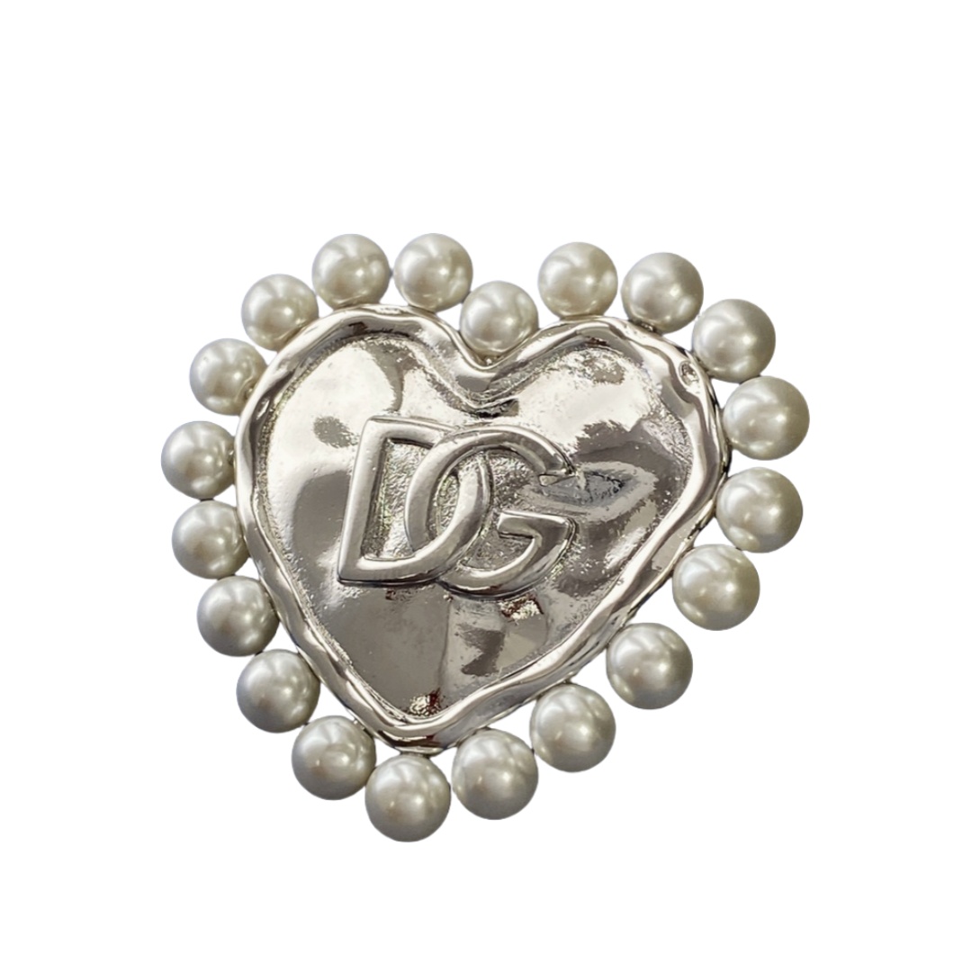 DGB005 Dolce & gabbana pearl heart brooch pin - ccjewelryacc