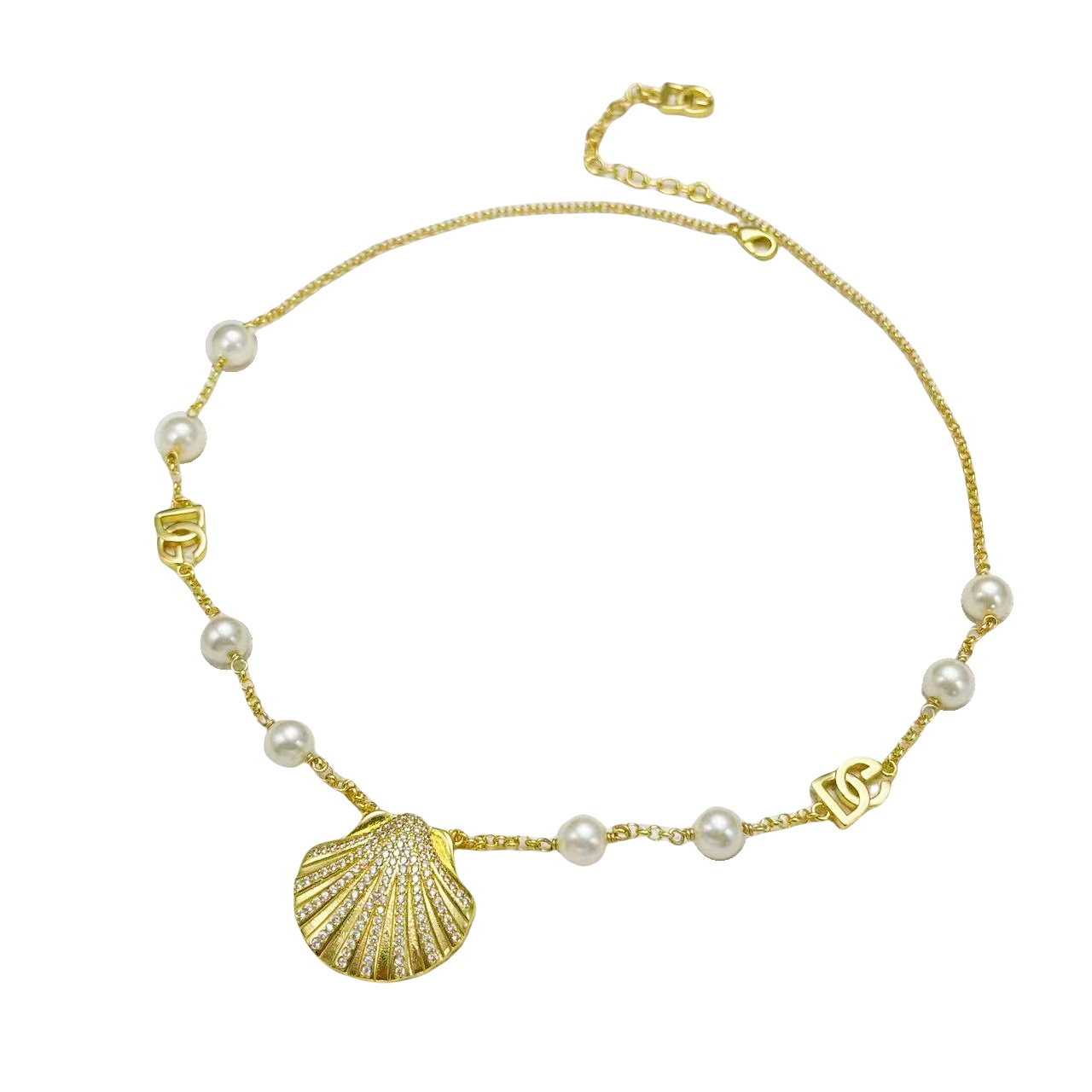 DGT026 Dolce gabbana seashell necklace and earrings set - ccfashionjewelry