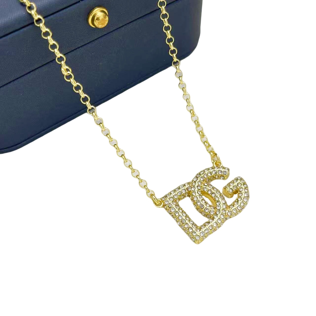 DGN009 dolce gabbana Crystal DG logo necklace - ccjewelryacc