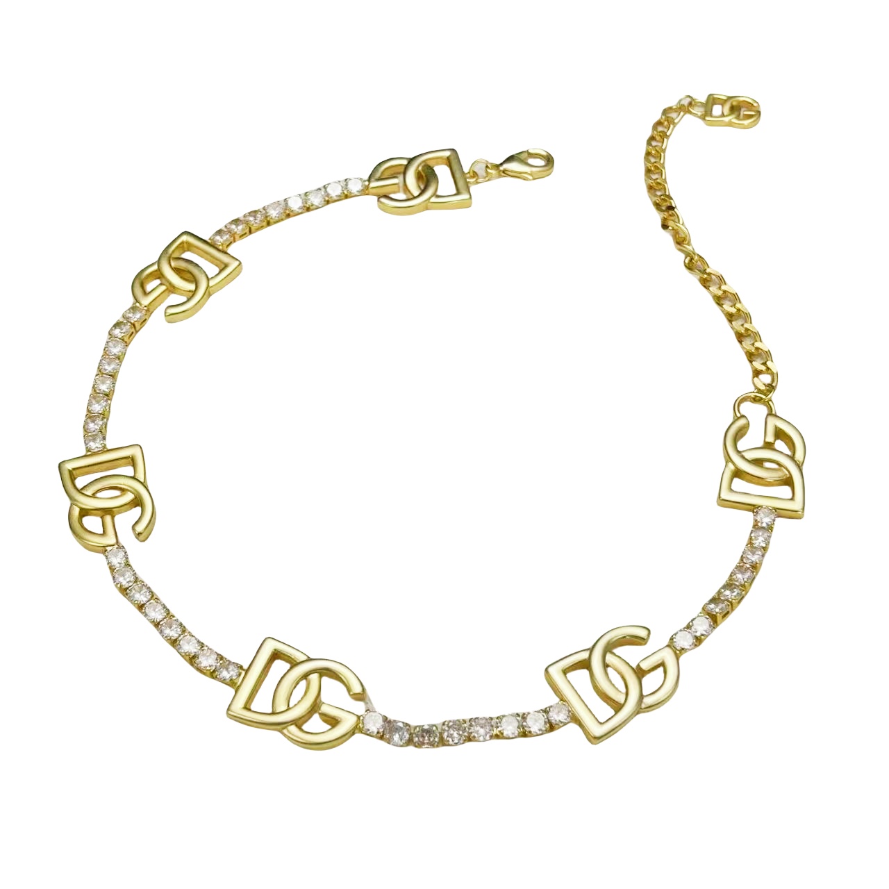 DGN010 Dolce gabbana Crystal DG logo Tennis choker necklace - ccfashionjewelry