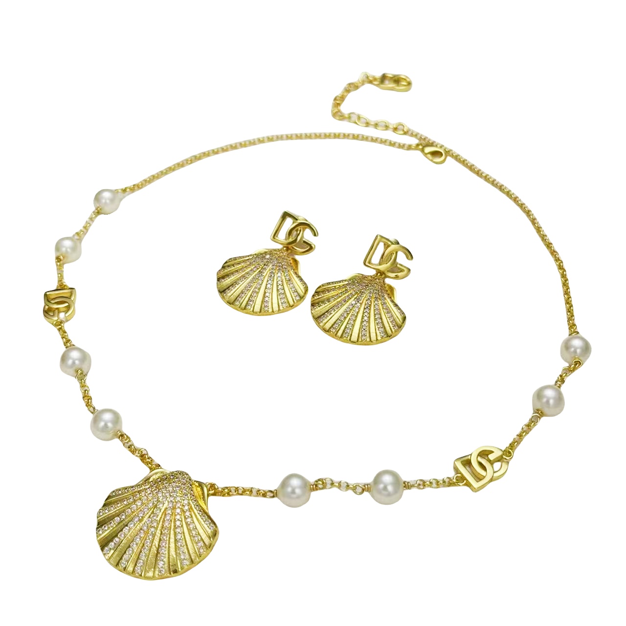 DGT026 Dolce gabbana seashell necklace and earrings set - ccfashionjewelry