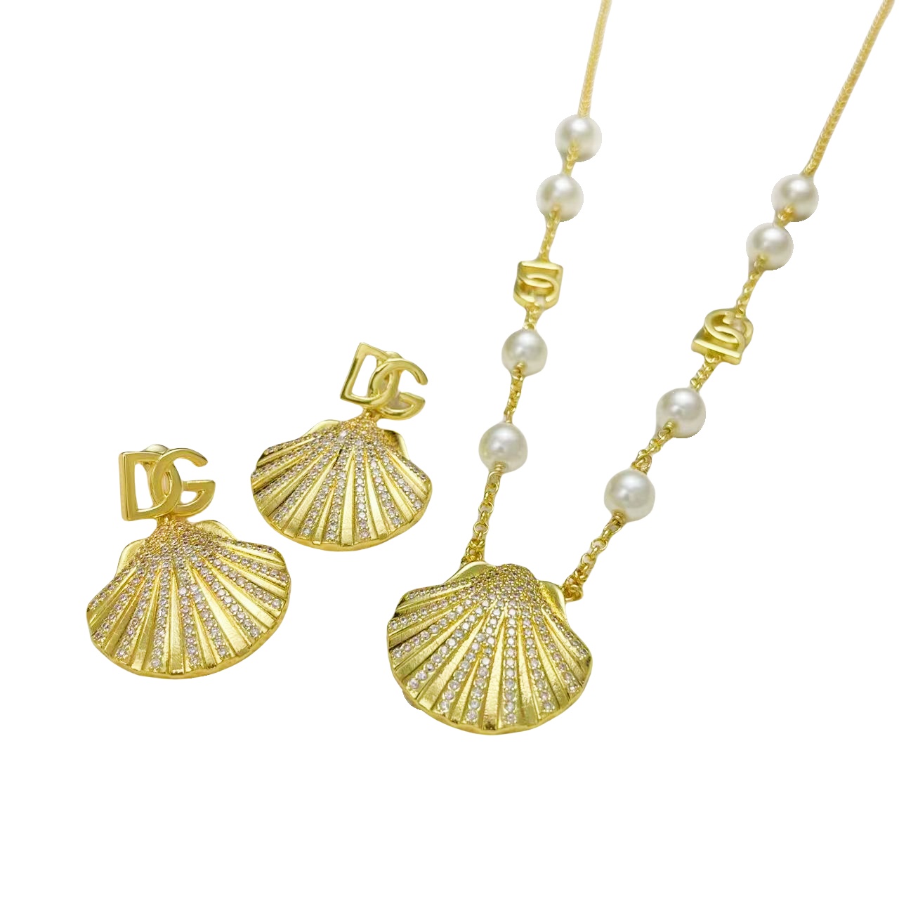 DGT026 Dolce gabbana seashell necklace and earrings set - ccjewelryacc