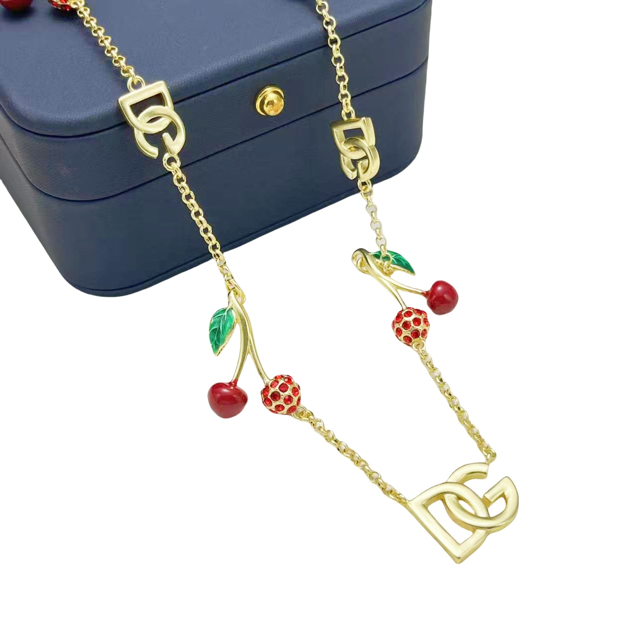 DGT028 Dolce gabbana cherry charms choker necklace and earrings set - ccjewelryacc