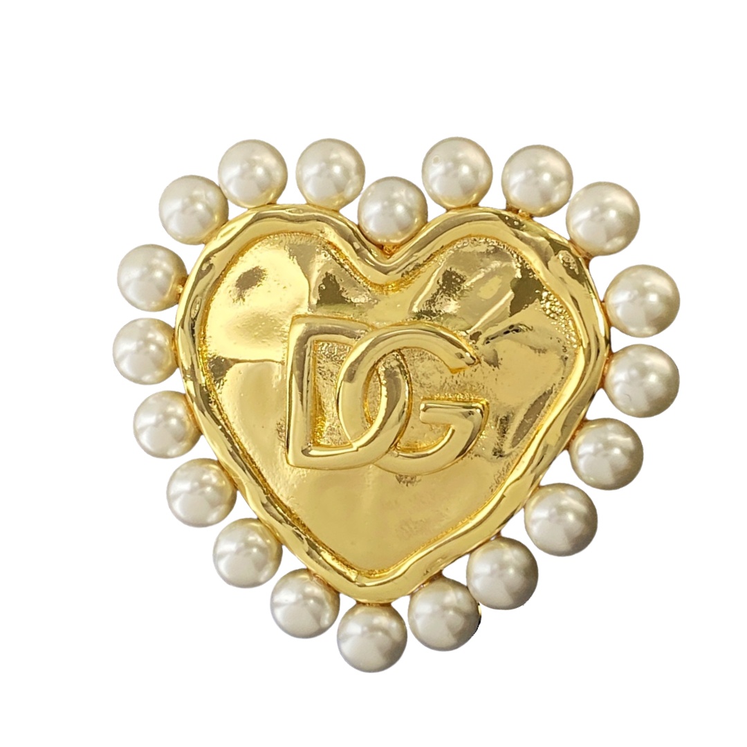 DGB005 Dolce & gabbana pearl heart brooch pin - ccjewelryacc