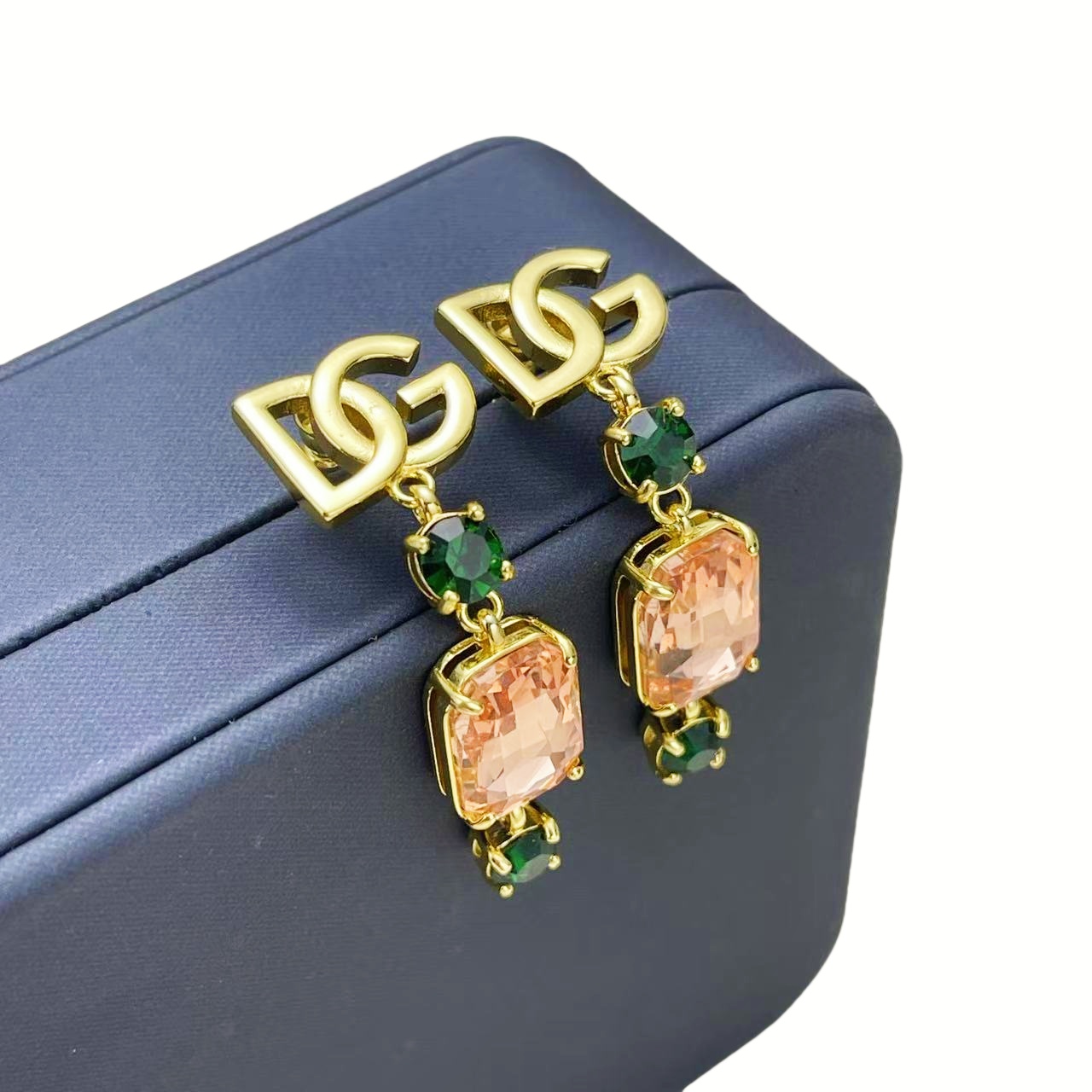 DGE056 Metal crystal DG logo diamond drop earrings - ccjewelryacc