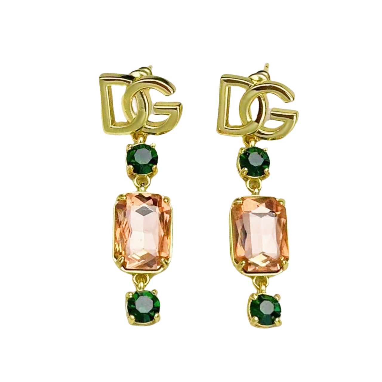 DGE056 Metal crystal DG logo diamond drop earrings - ccfashionjewelry