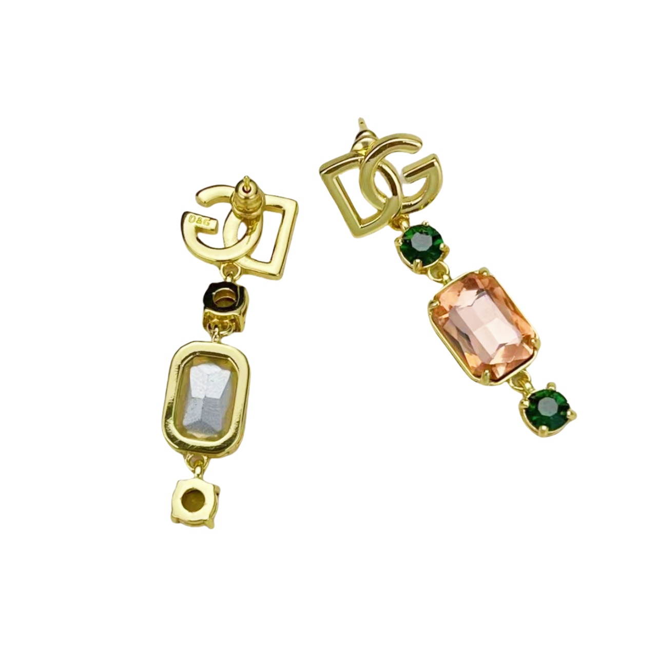 DGE056 Metal crystal DG logo diamond drop earrings - ccjewelryacc
