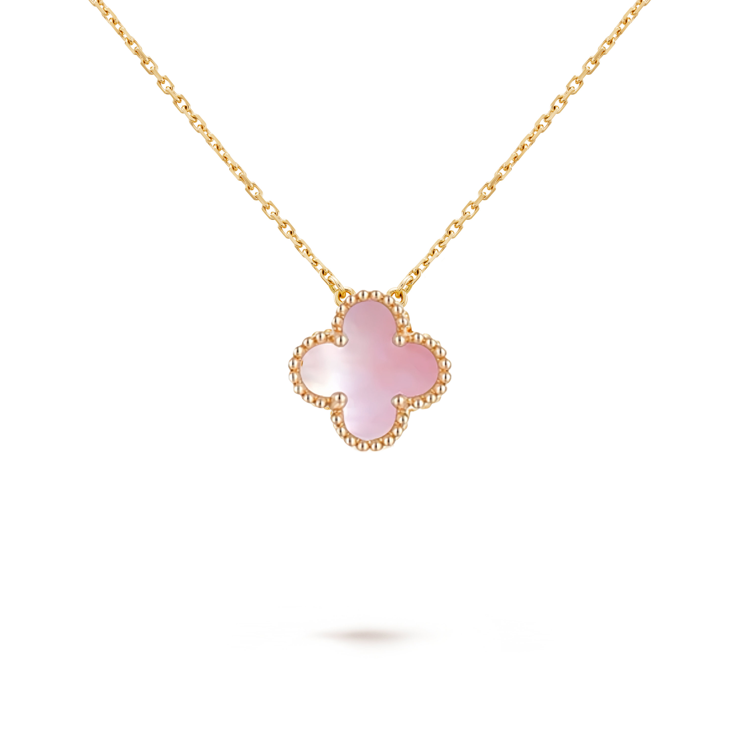 VCN023 Vca pink mother of pearl necklace and earring clips - ccfashionjewelry