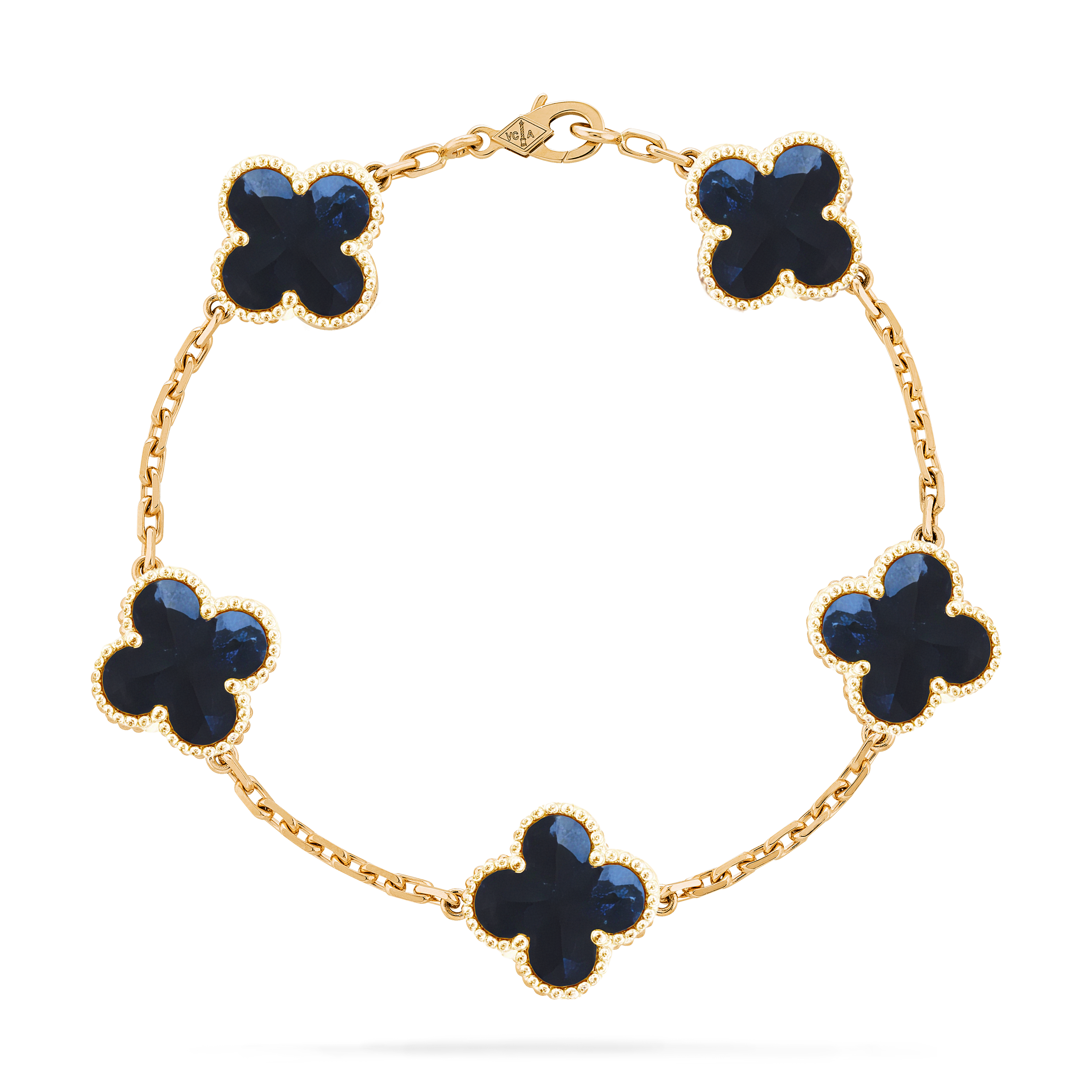 VCS017 Van cleef vintage alhambra bracelet Pietersite stone 5 motif - ccfashionjewelry