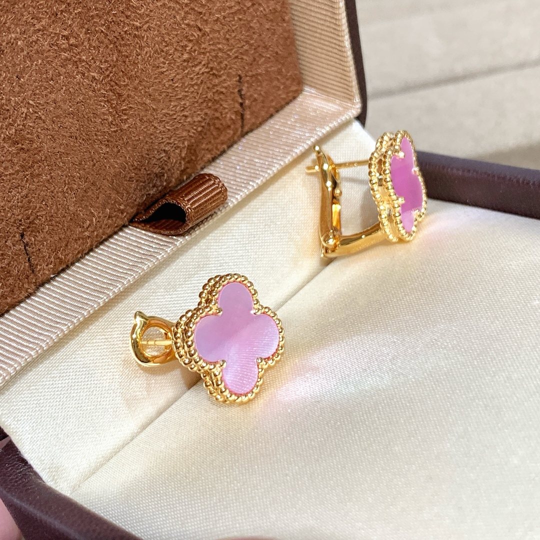 VCE038 Vca pink mother of pearl earring clips - ccjewelryacc