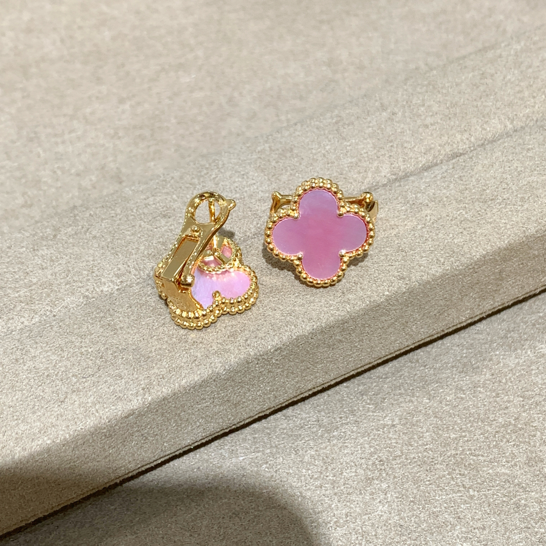 VCN023 Vca pink mother of pearl necklace and earring clips - ccjewelryacc