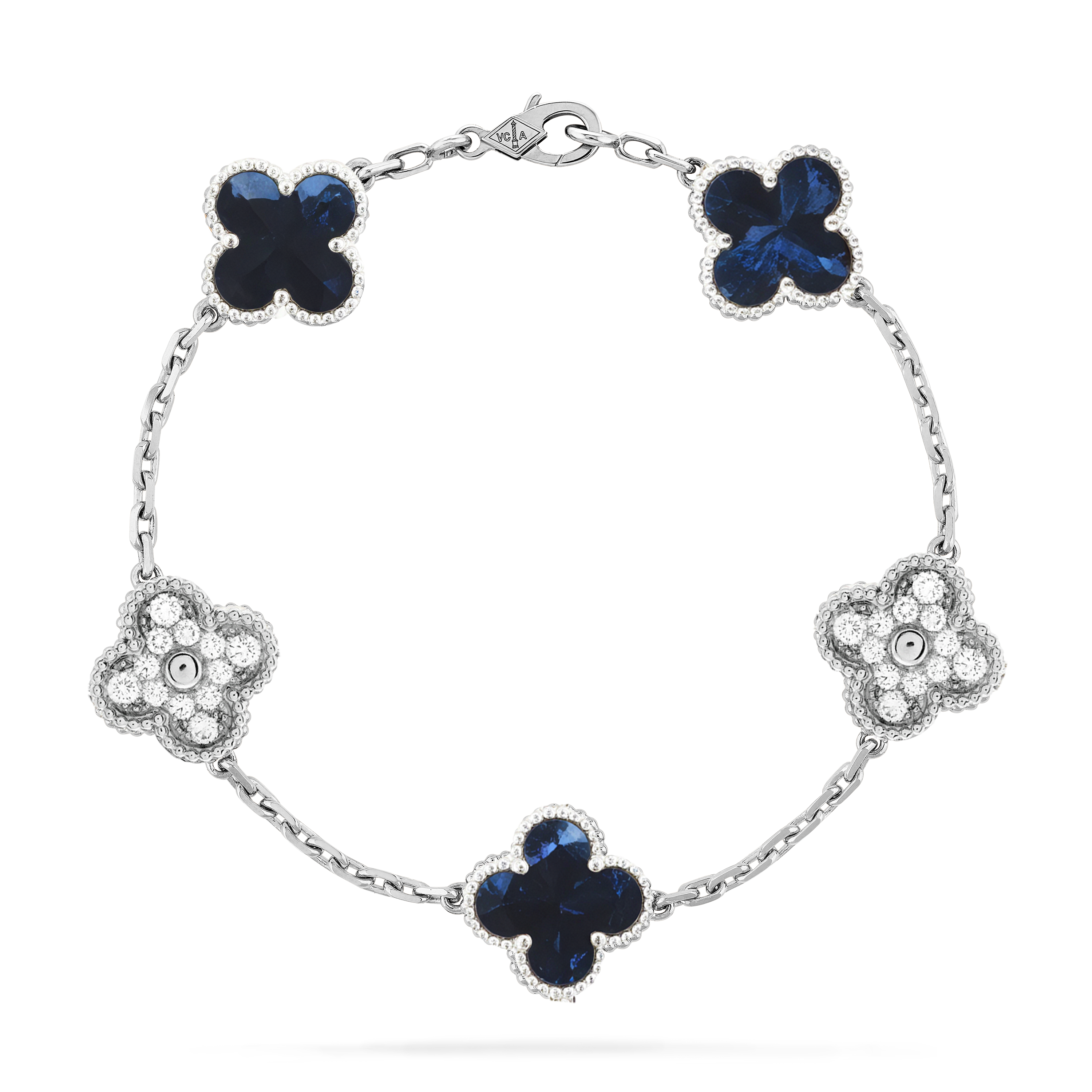 VCS004 Stone and diamond VCA vintage alhambra Bracelet 5 motifs - ccfashionjewelry