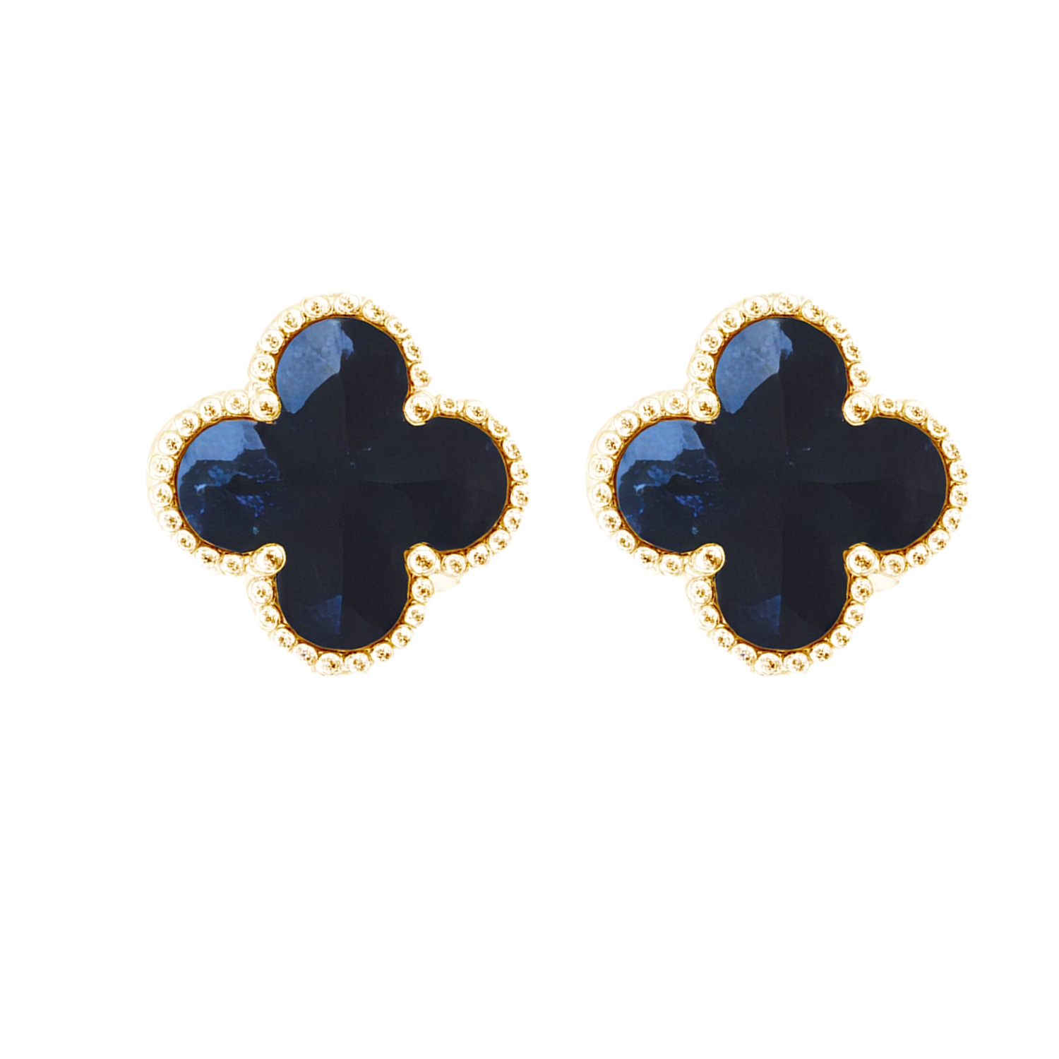 VCE032 VCA Pietersite stone Vintage Alhambra Stud earrings - ccfashionjewelry