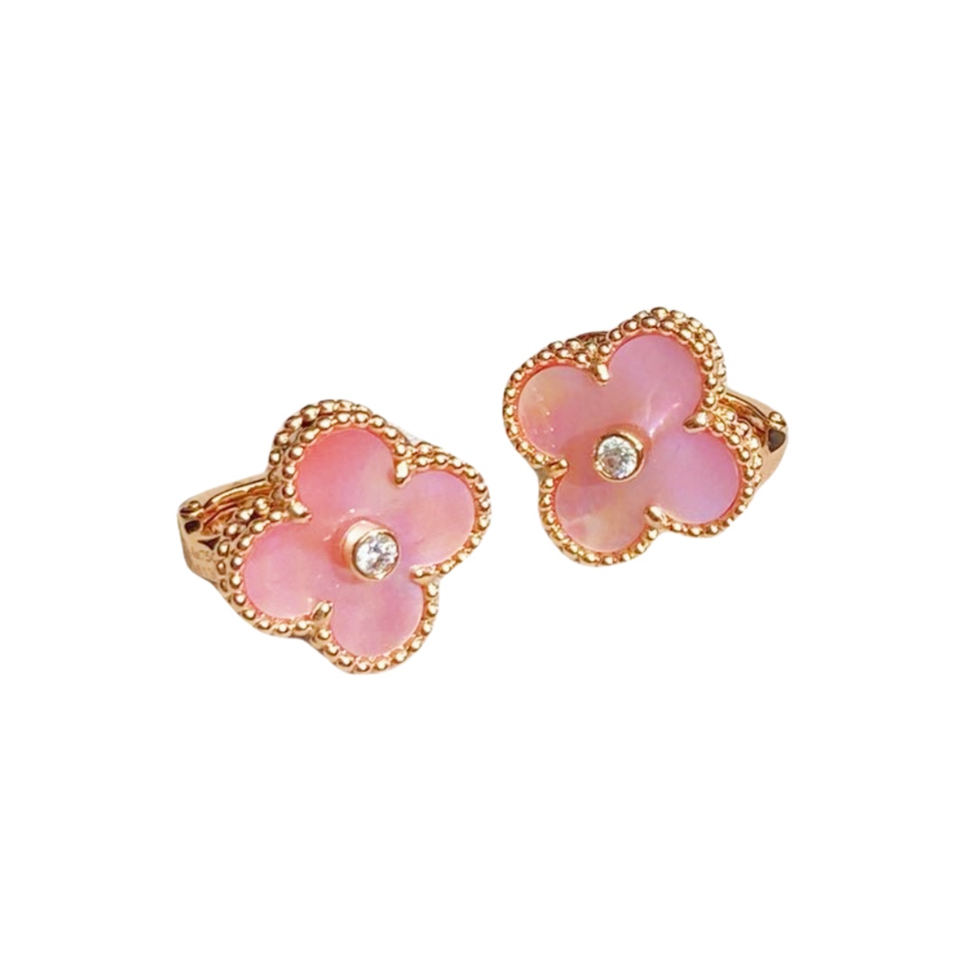 VCE038 Vca pink mother of pearl earring clips - ccjewelryacc