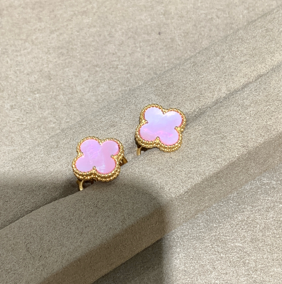 VCE038 Vca pink mother of pearl earring clips - ccjewelryacc