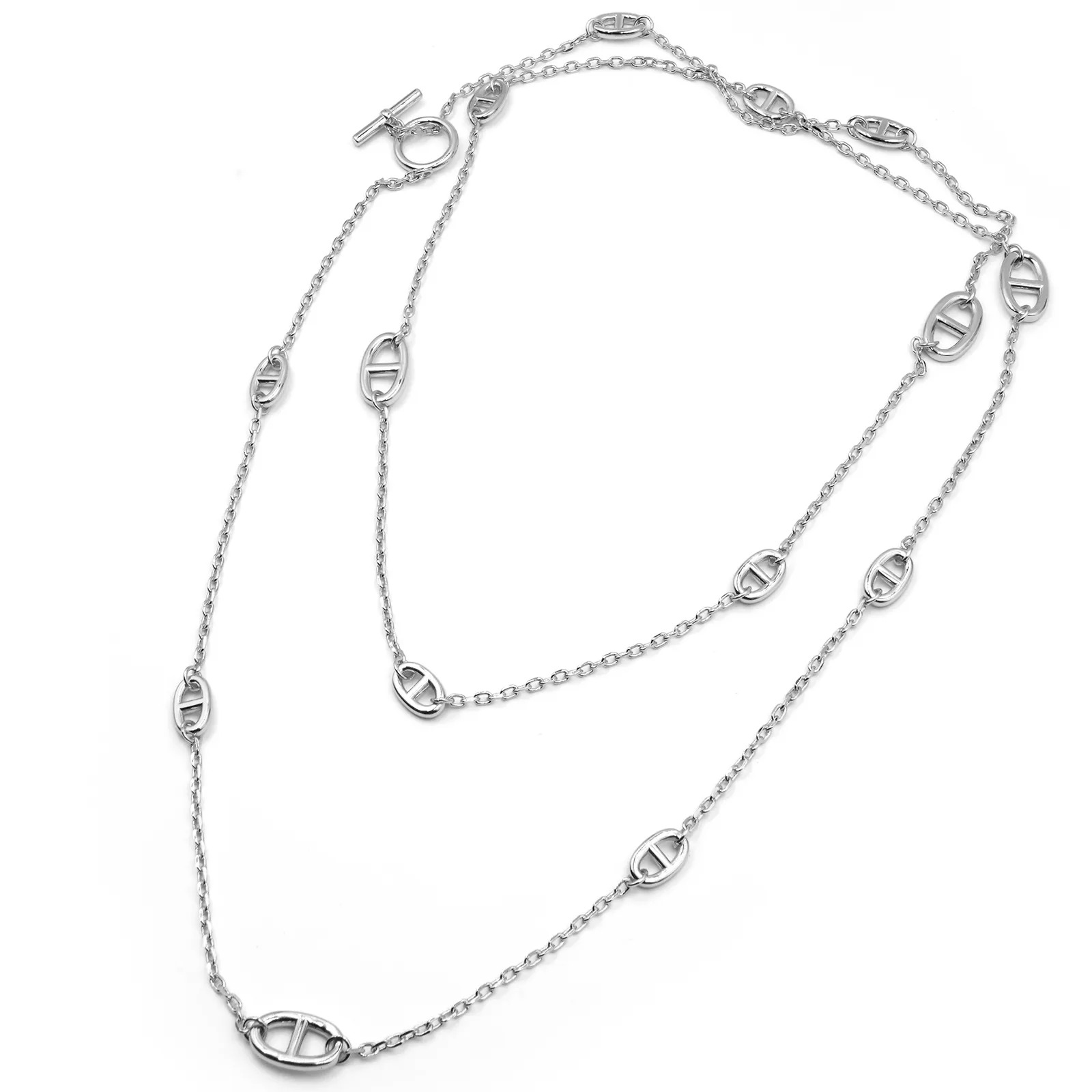 HMN006 120cm Hermes Chaine d'ancre Enchainee necklace Long chain - ccfashionjewelry