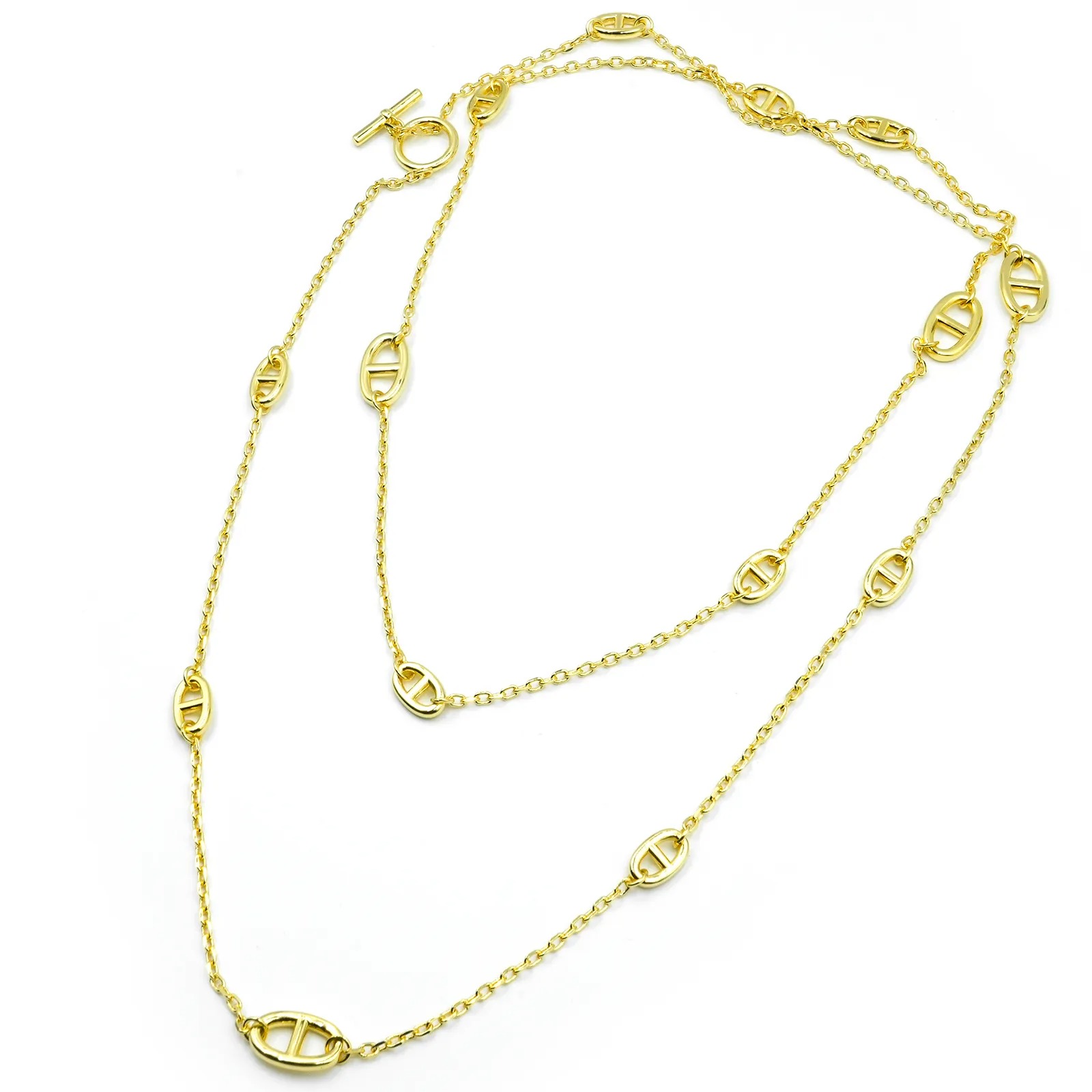 HMN006 120cm Hermes Chaine d'ancre Enchainee necklace Long chain - ccfashionjewelry