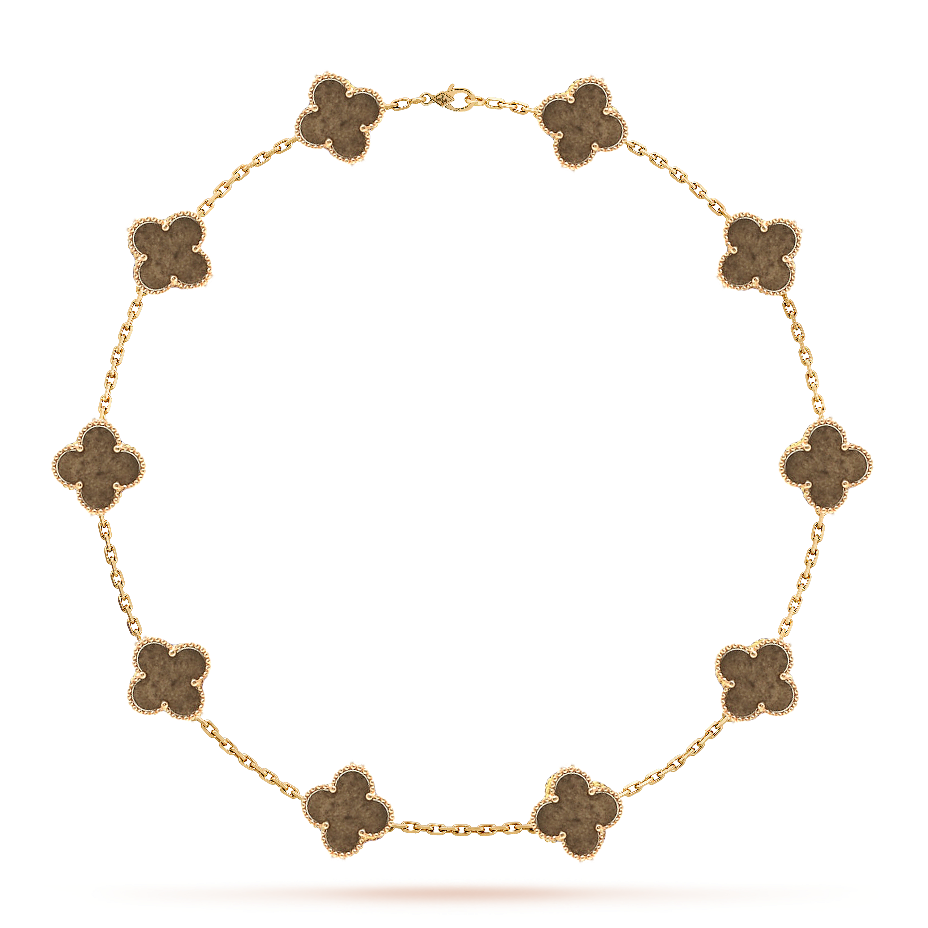 VCNV002 18k Gold Vintage Alhambra necklace 10 motifs Silver obsidian Gemstone - ccfashionjewelry