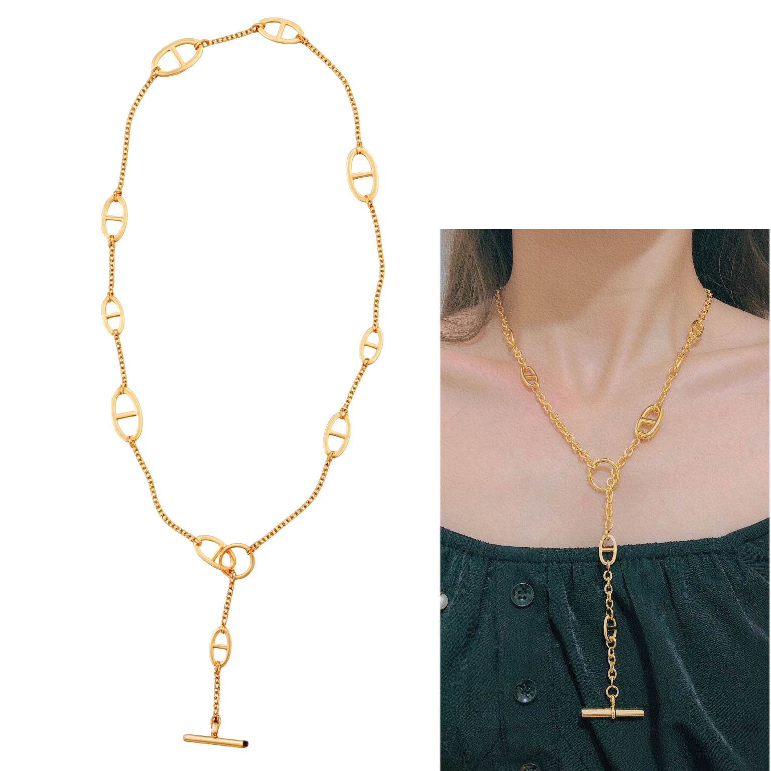 HMN005 80cm Chaine d'ancre Enchainee necklace - ccjewelryacc
