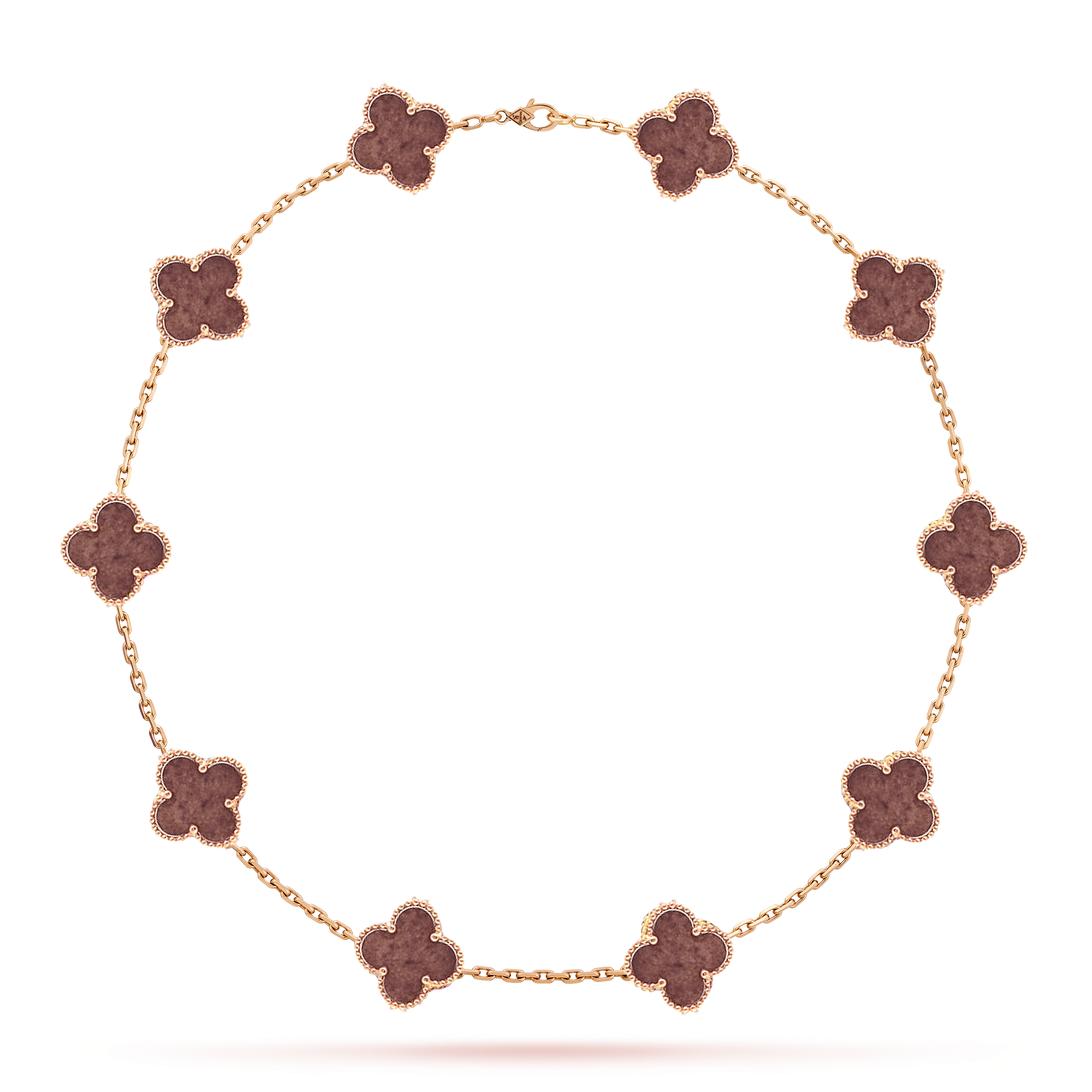 VCNV002 18k Gold Vintage Alhambra necklace 10 motifs Silver obsidian Gemstone - ccfashionjewelry