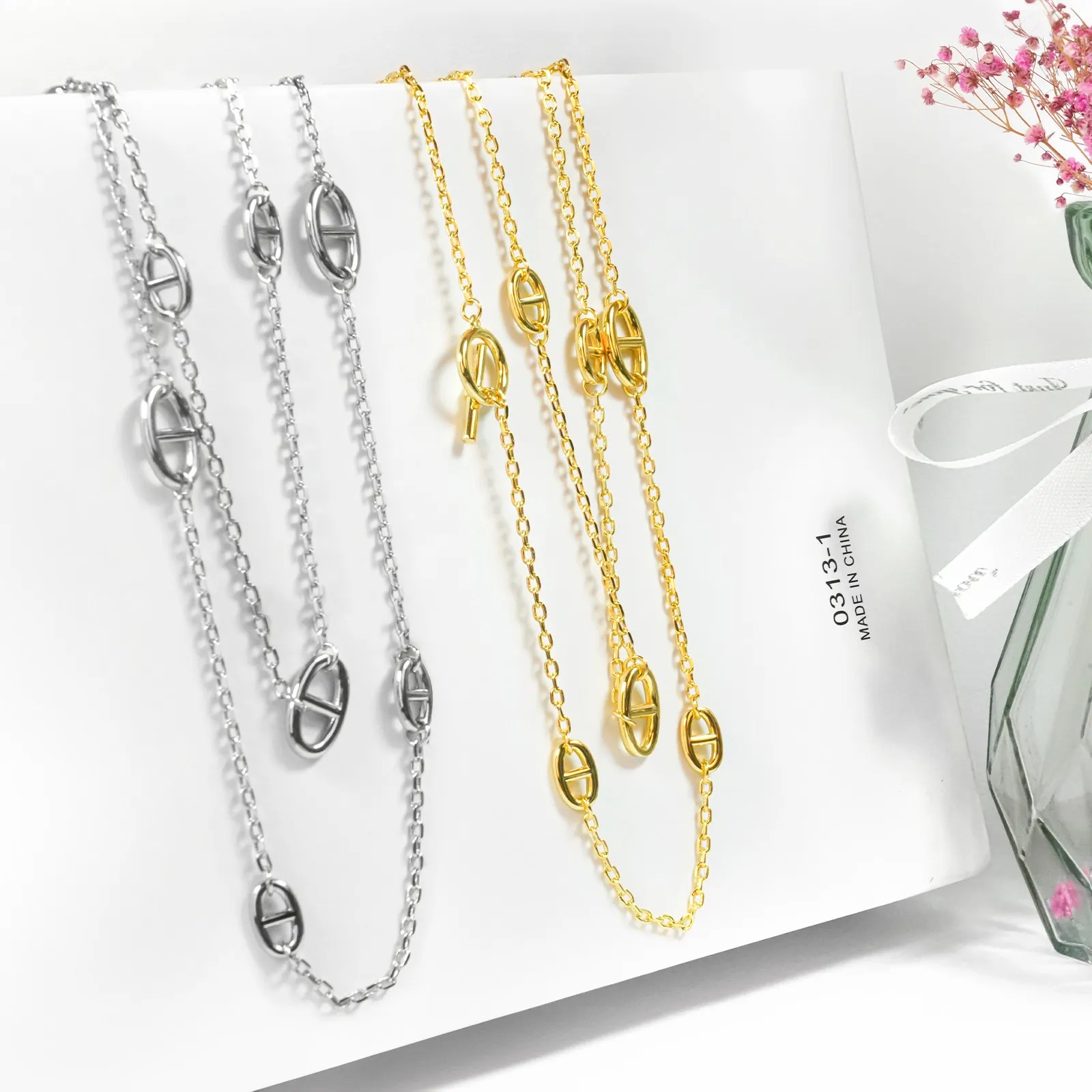 HMN006 120cm Hermes Chaine d'ancre Enchainee necklace Long chain - ccjewelryacc