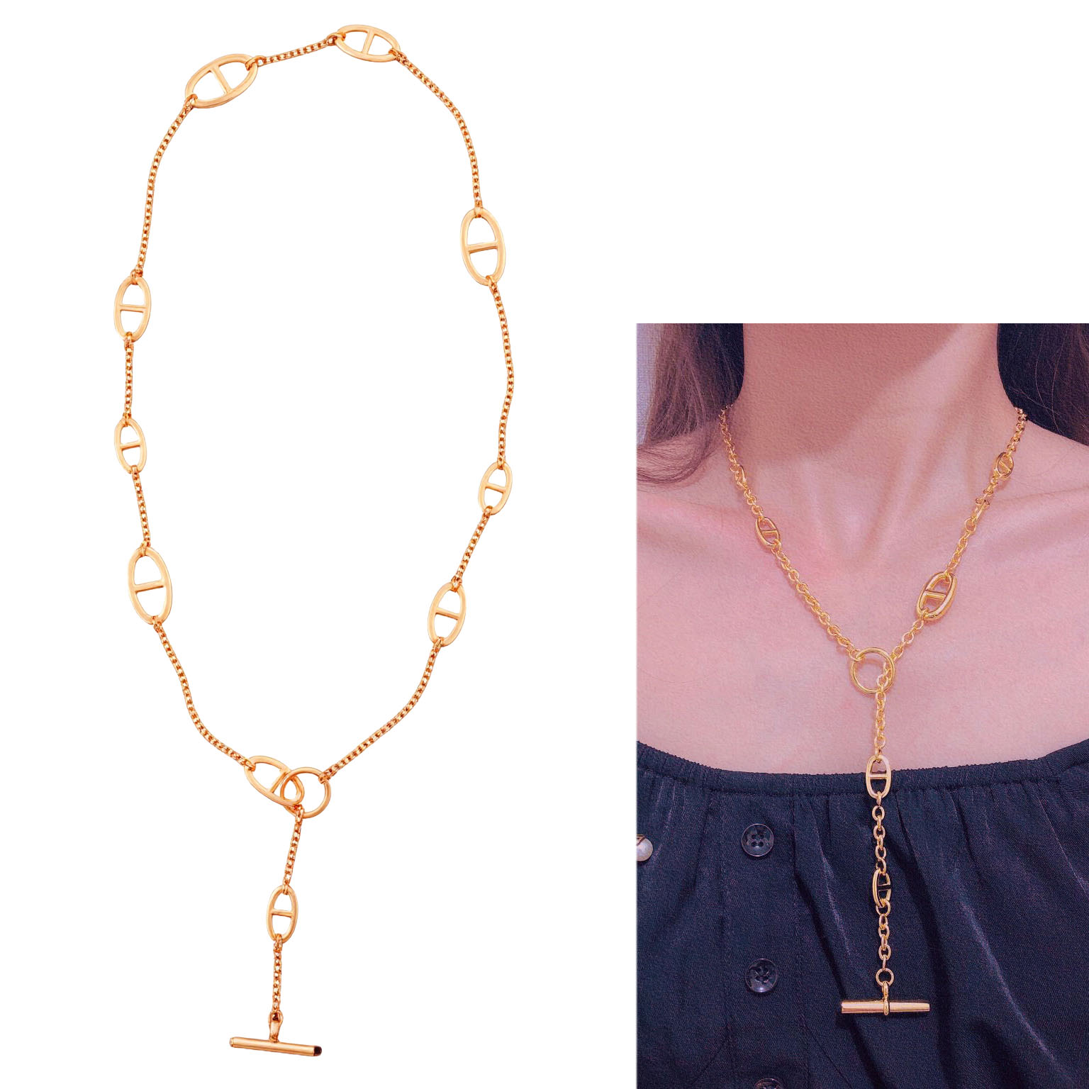 HMN005 80cm Chaine d'ancre Enchainee necklace - ccjewelryacc
