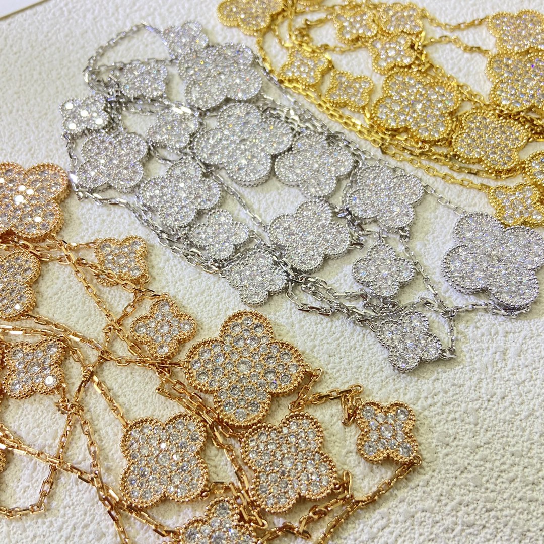 VCN037 VCA Magic Alhambra long necklace Diamond, 16 motifs - ccjewelryacc