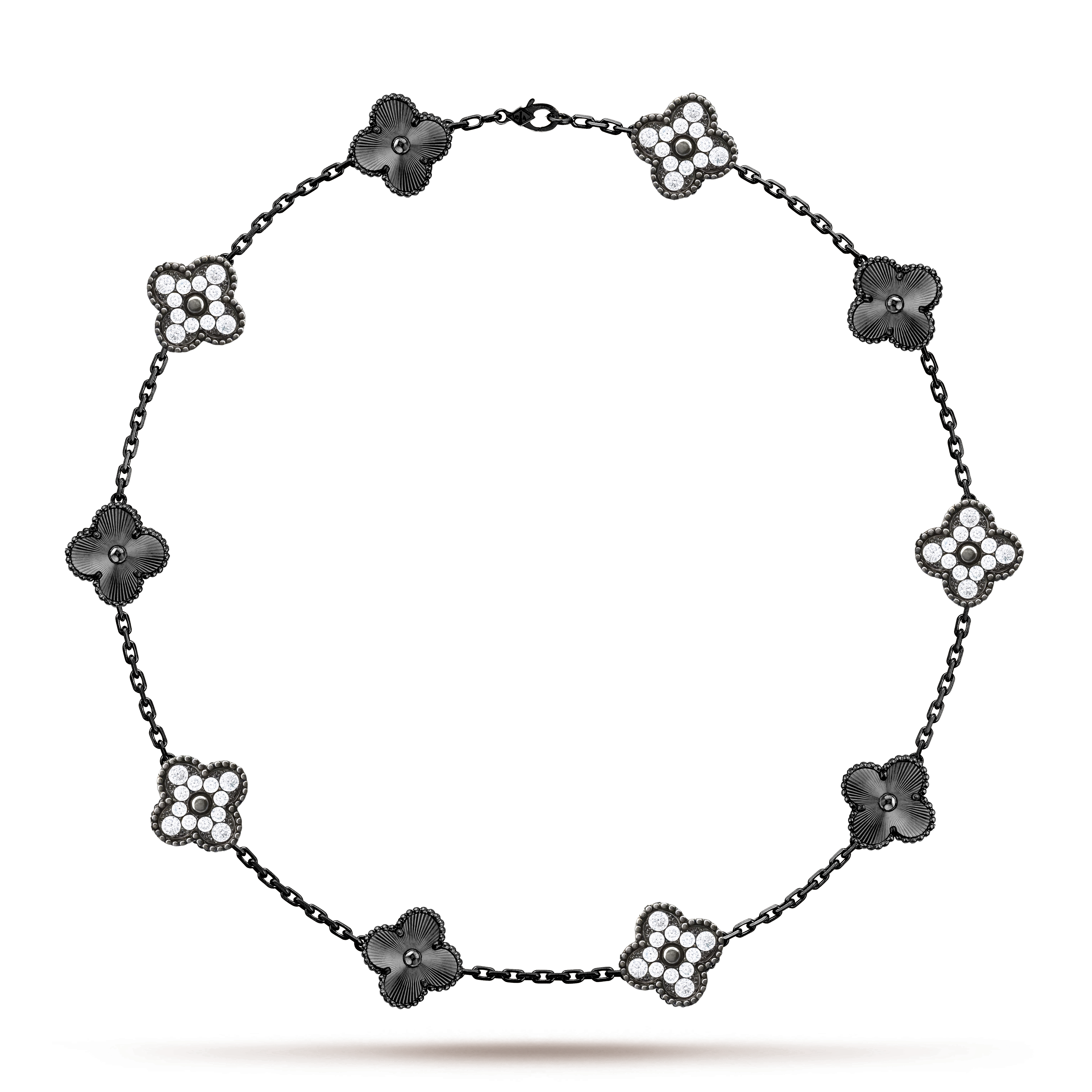 VCN084 VCA Vintage Alhambra necklace Black 10 motifs - ccfashionjewelry