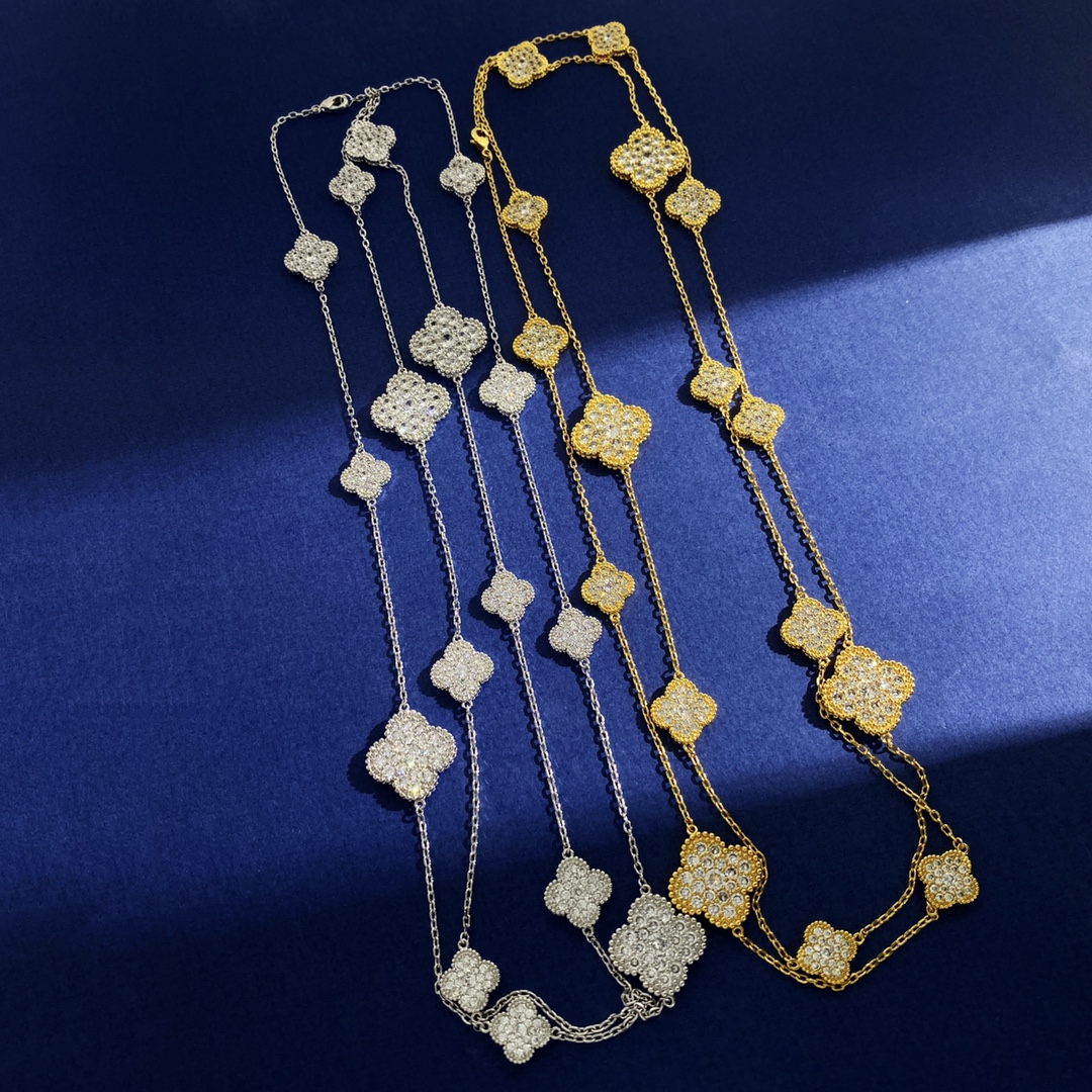 VCN037 VCA Magic Alhambra long necklace Diamond, 16 motifs - ccjewelryacc