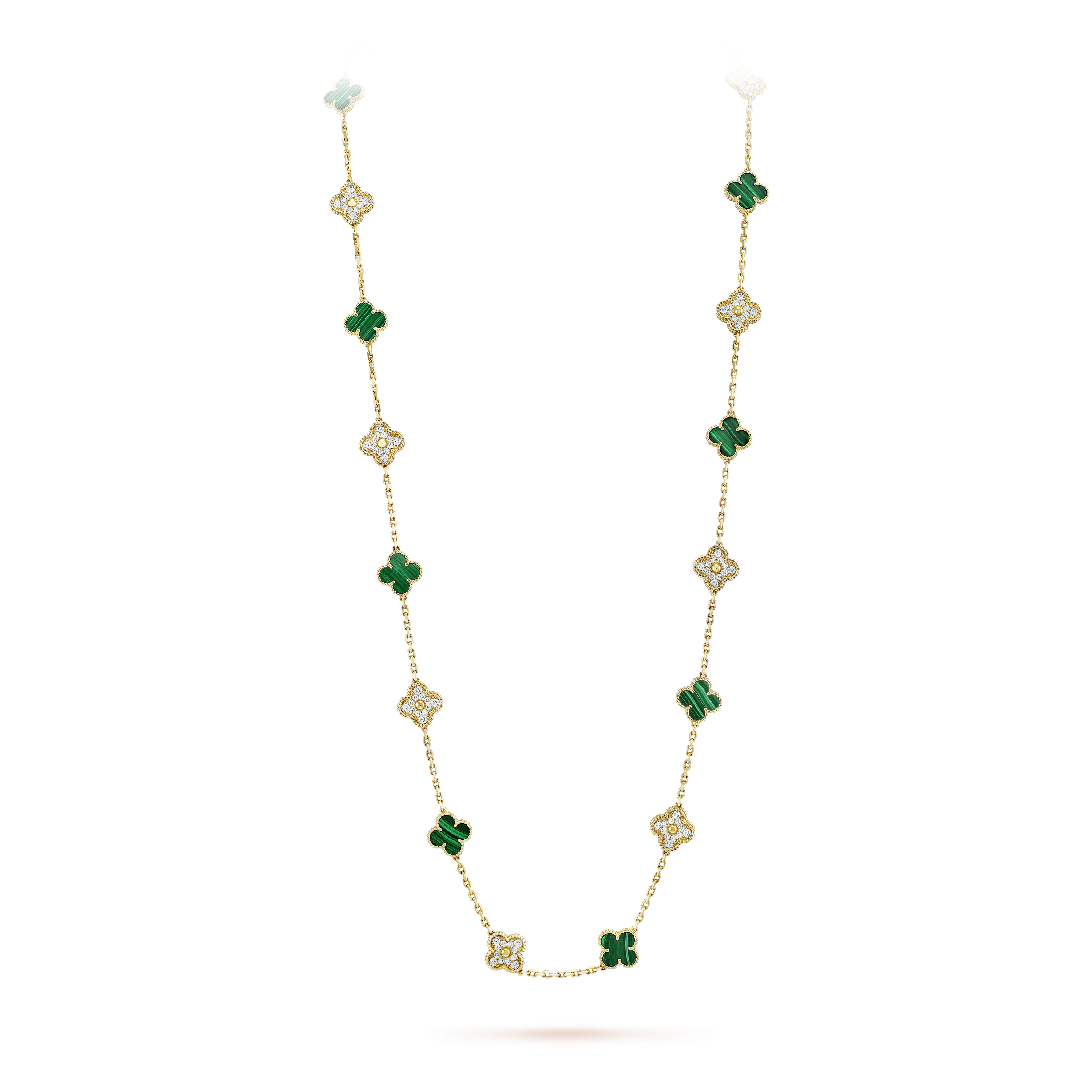 VCT013 VCA Green peacock stone Diamond Vintage Alhambra long necklace 20 motifs bracelet earring clip jewelry set - ccfashionjewelry