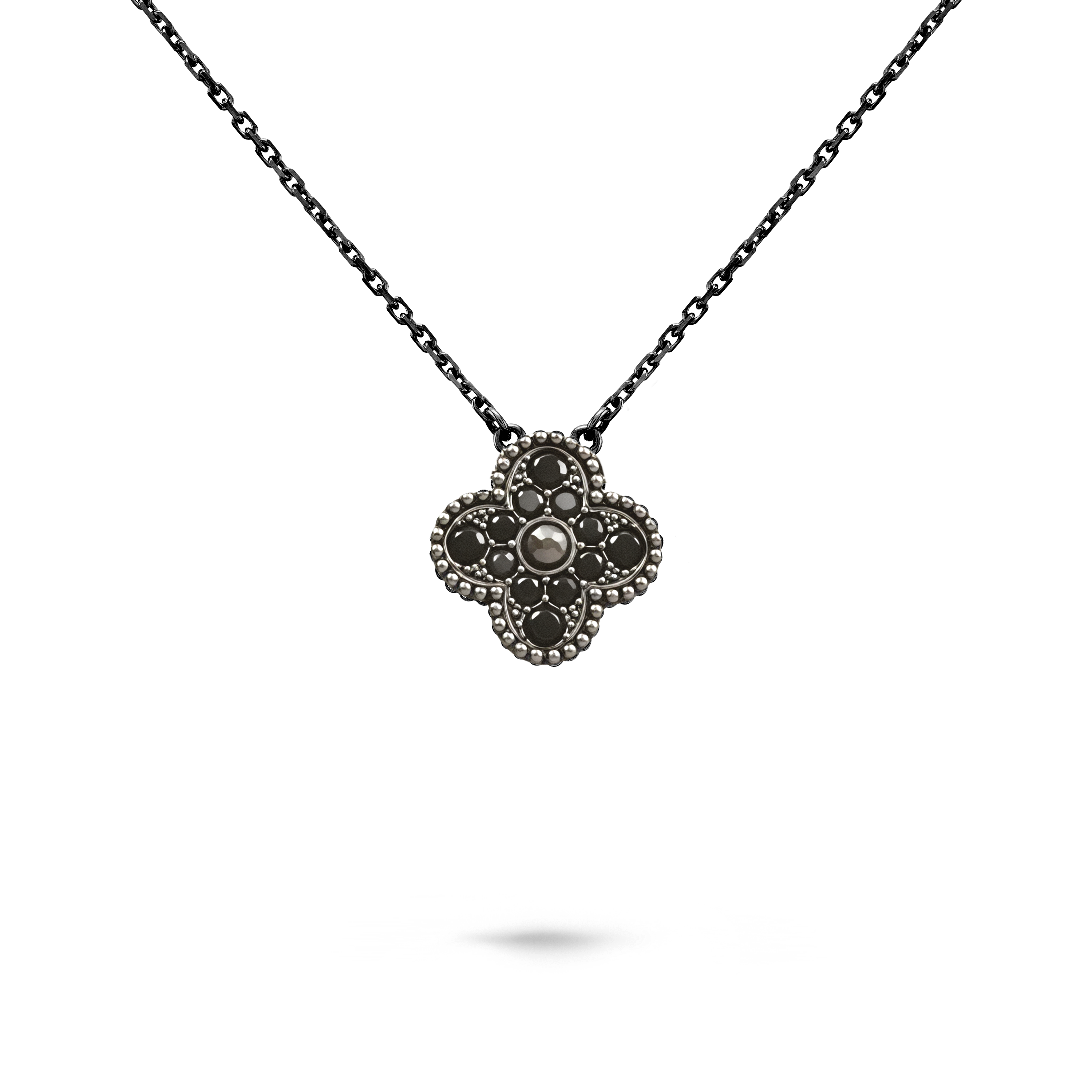 VCN031 Black Vca vintage alhambra pendant necklace - ccfashionjewelry