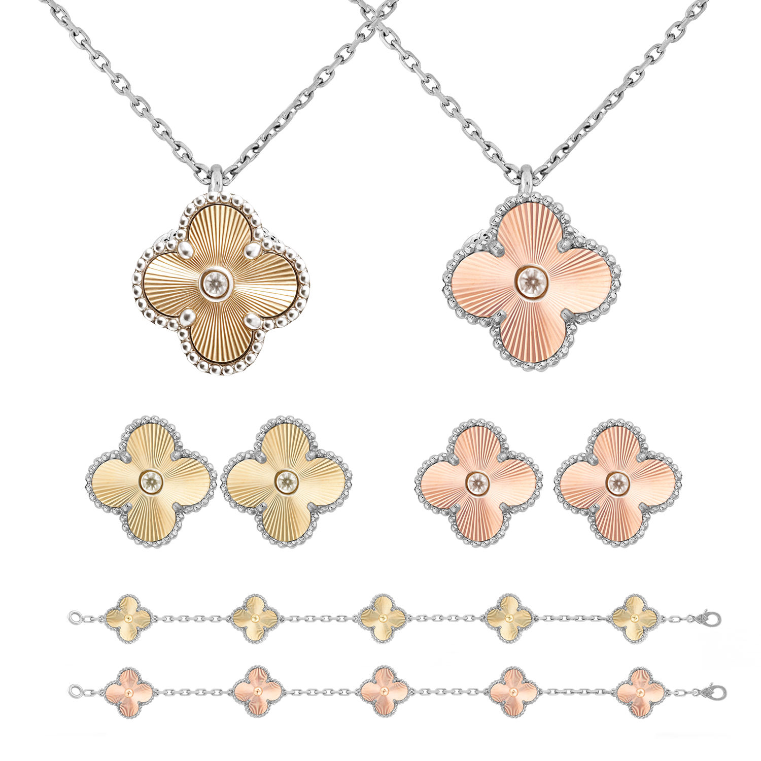 VCN018 VCA Two Tone 2024 Holiday Pendant Necklace bracelet earring - ccfashionjewelry