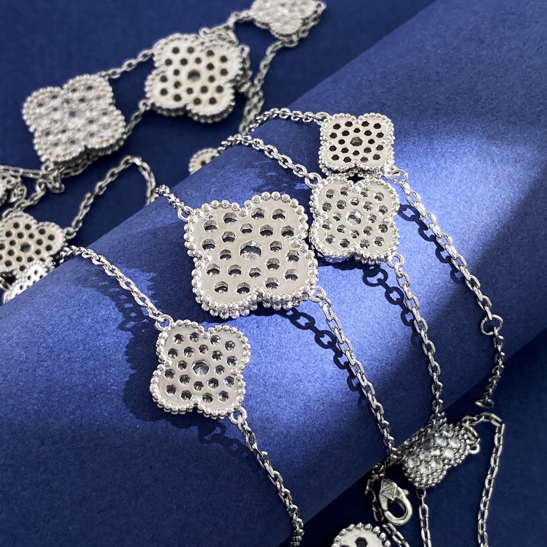 VCN037 VCA Magic Alhambra long necklace Diamond, 16 motifs - ccjewelryacc