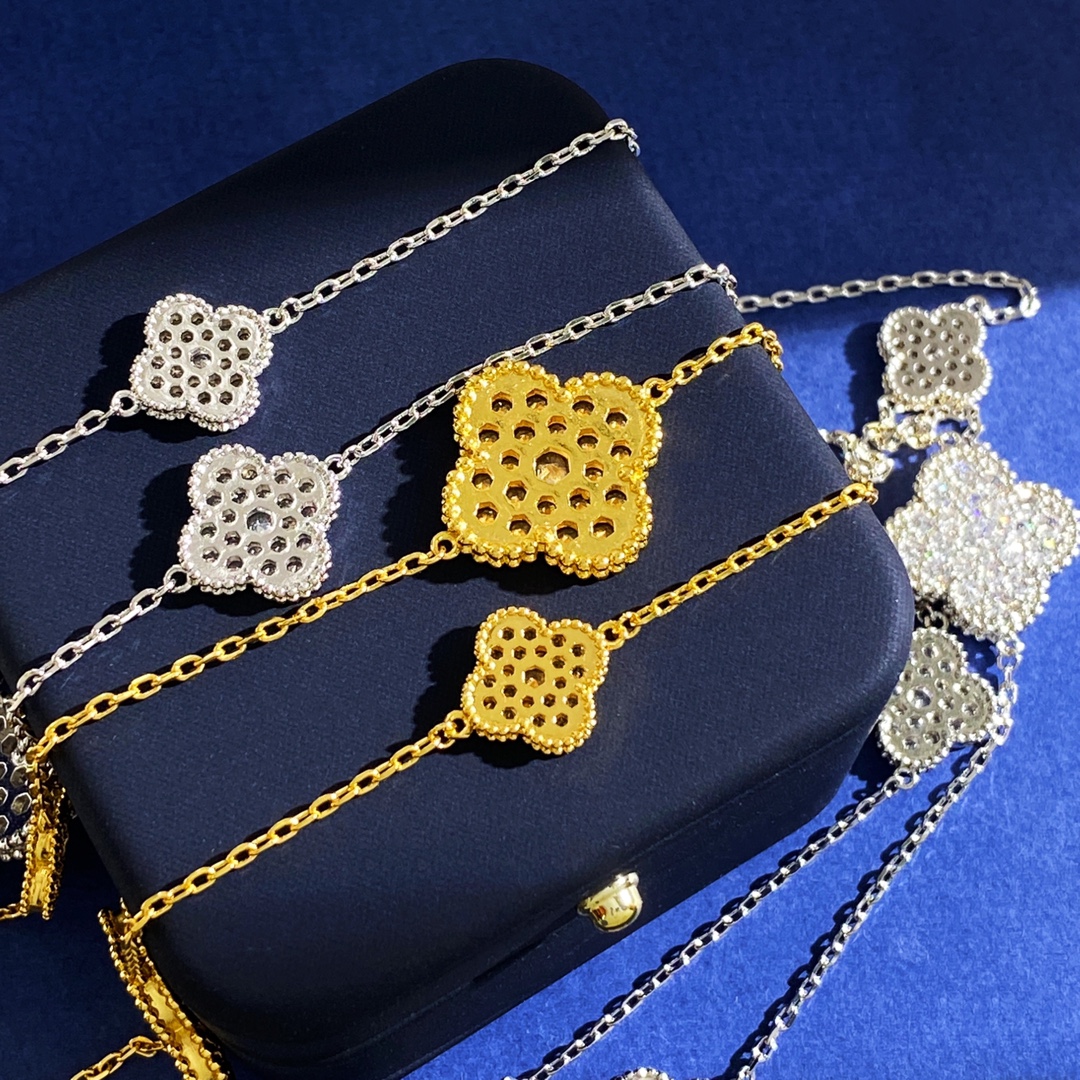 VCN037 VCA Magic Alhambra long necklace Diamond, 16 motifs - ccjewelryacc