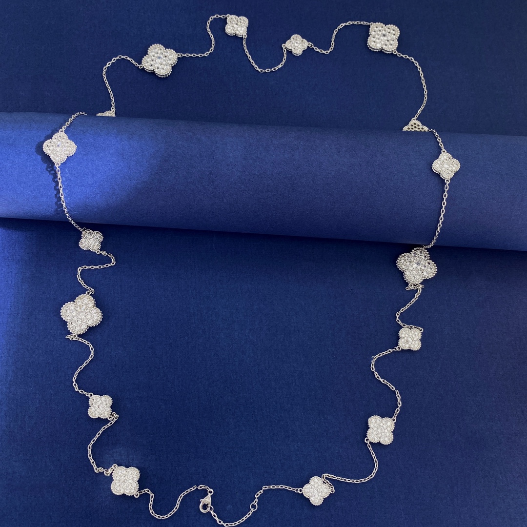 VCN037 VCA Magic Alhambra long necklace Diamond, 16 motifs - ccjewelryacc