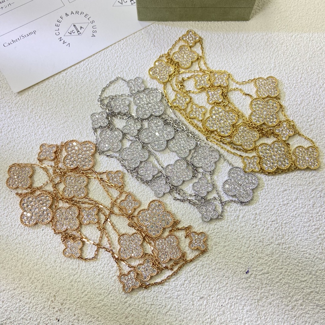 VCN037 VCA Magic Alhambra long necklace Diamond, 16 motifs - ccjewelryacc