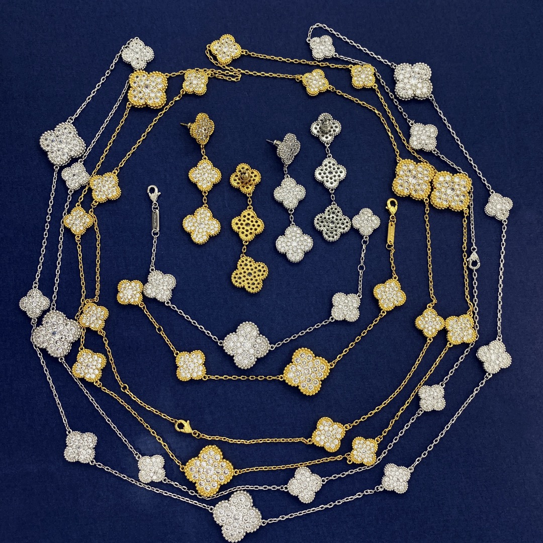 VCN037 VCA Magic Alhambra long necklace Diamond, 16 motifs - ccjewelryacc