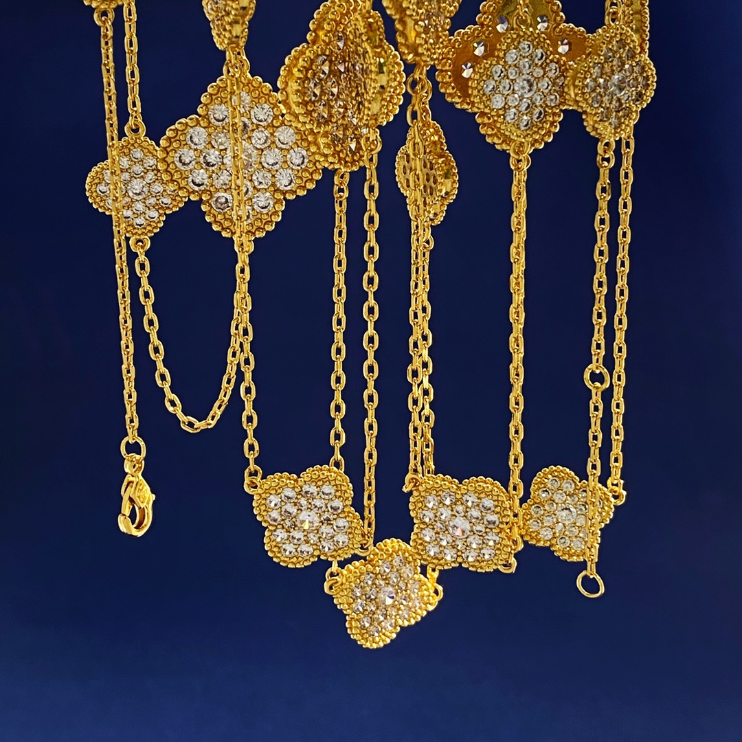 VCN037 VCA Magic Alhambra long necklace Diamond, 16 motifs - ccjewelryacc