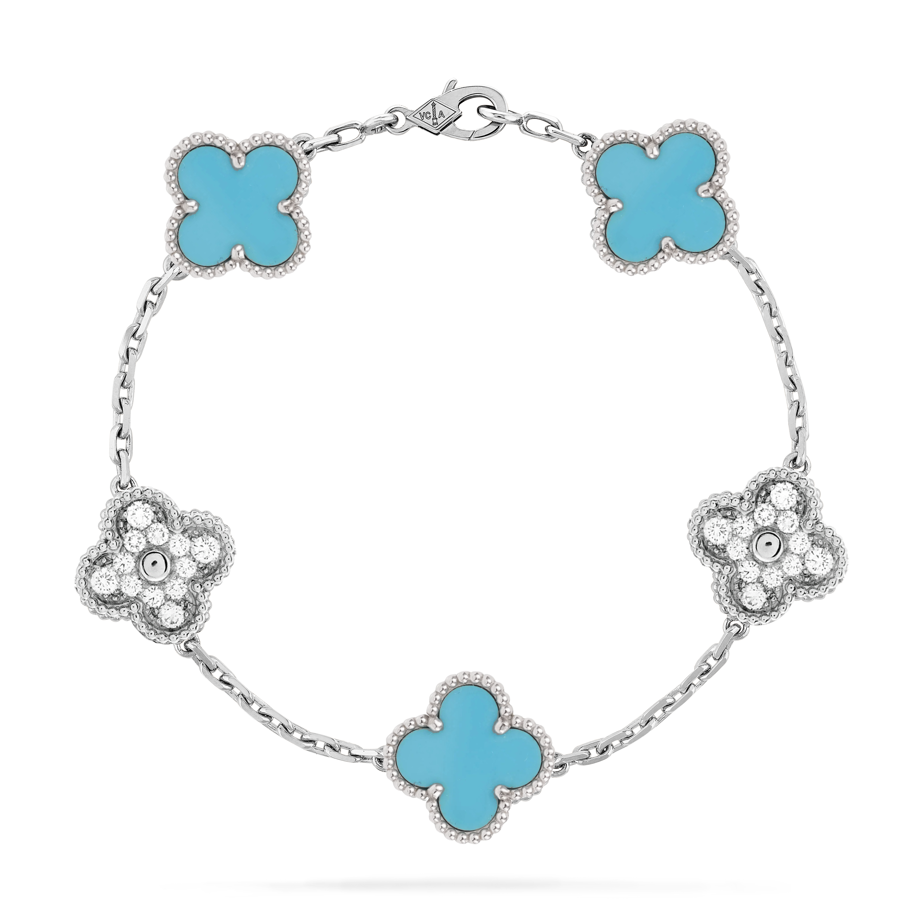 VCS004 Stone and diamond VCA vintage alhambra Bracelet 5 motifs - ccfashionjewelry