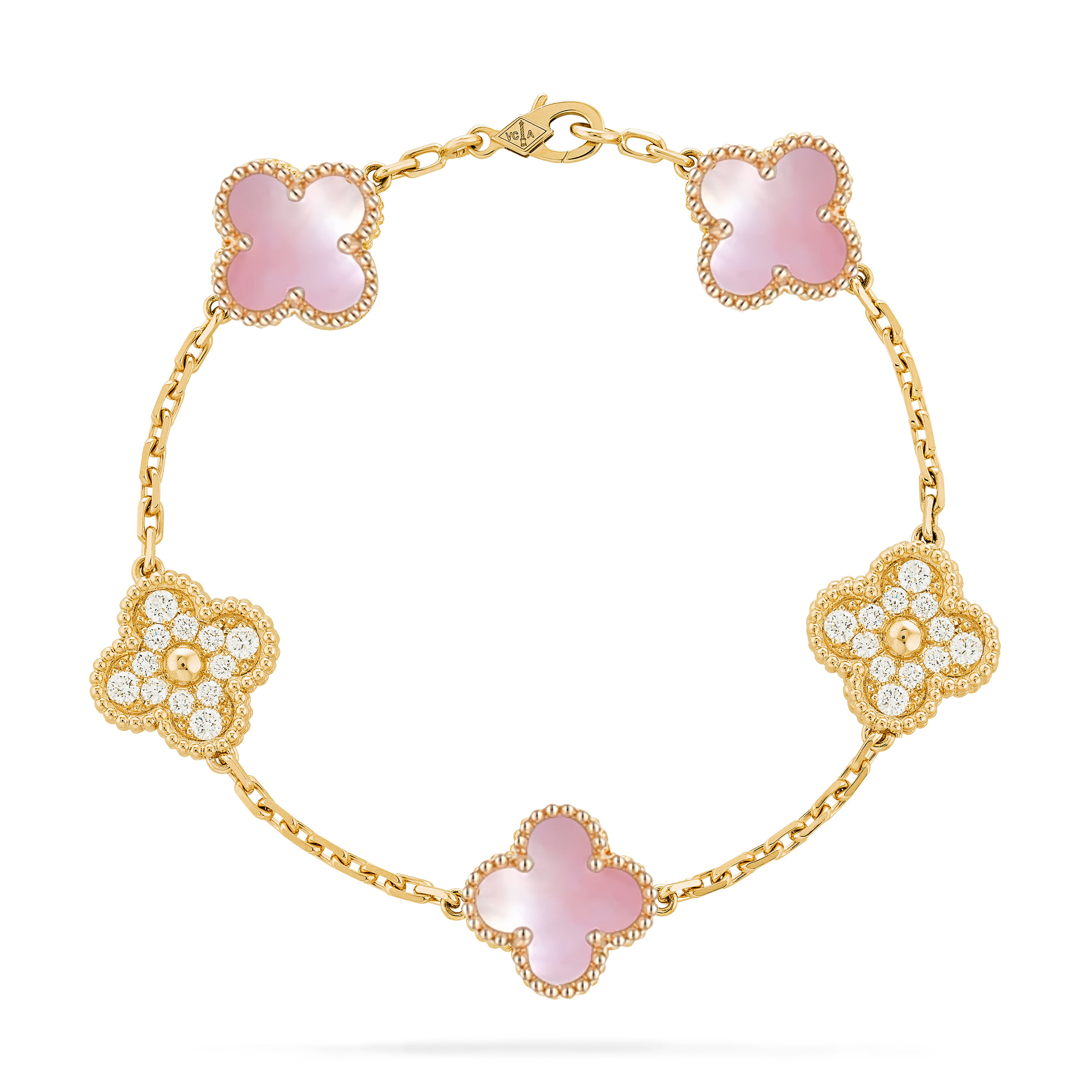 VCS004 Stone and diamond VCA vintage alhambra Bracelet 5 motifs - ccfashionjewelry