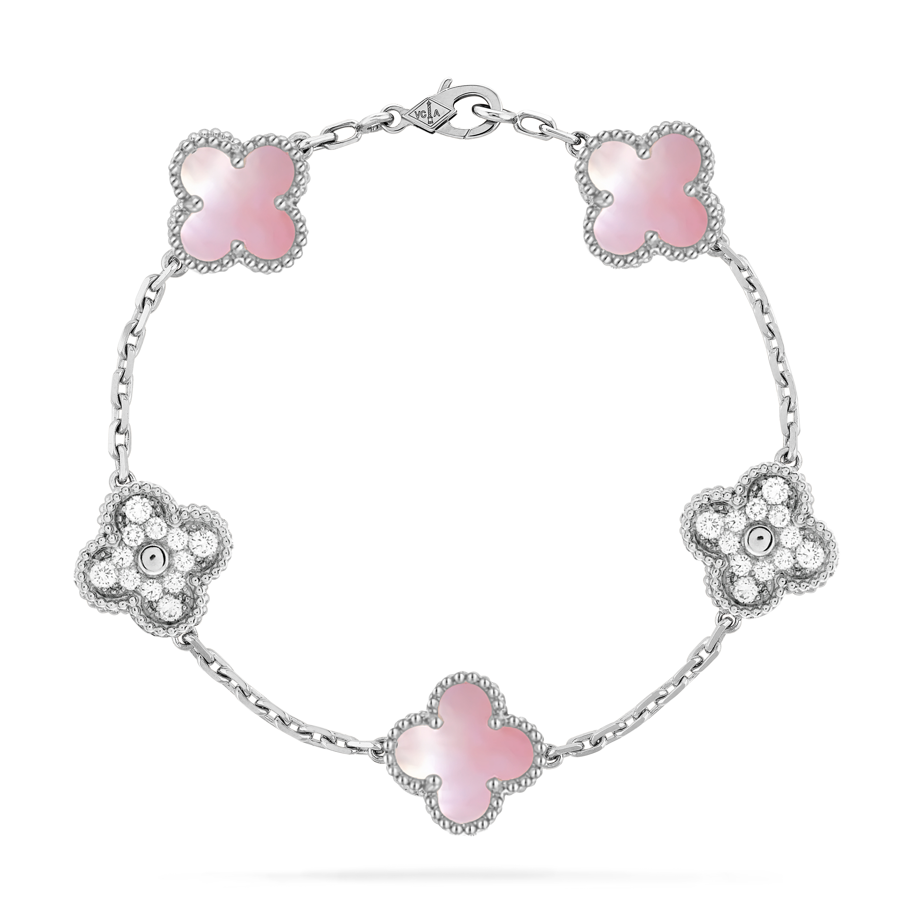 VCS004 Stone and diamond VCA vintage alhambra Bracelet 5 motifs - ccfashionjewelry
