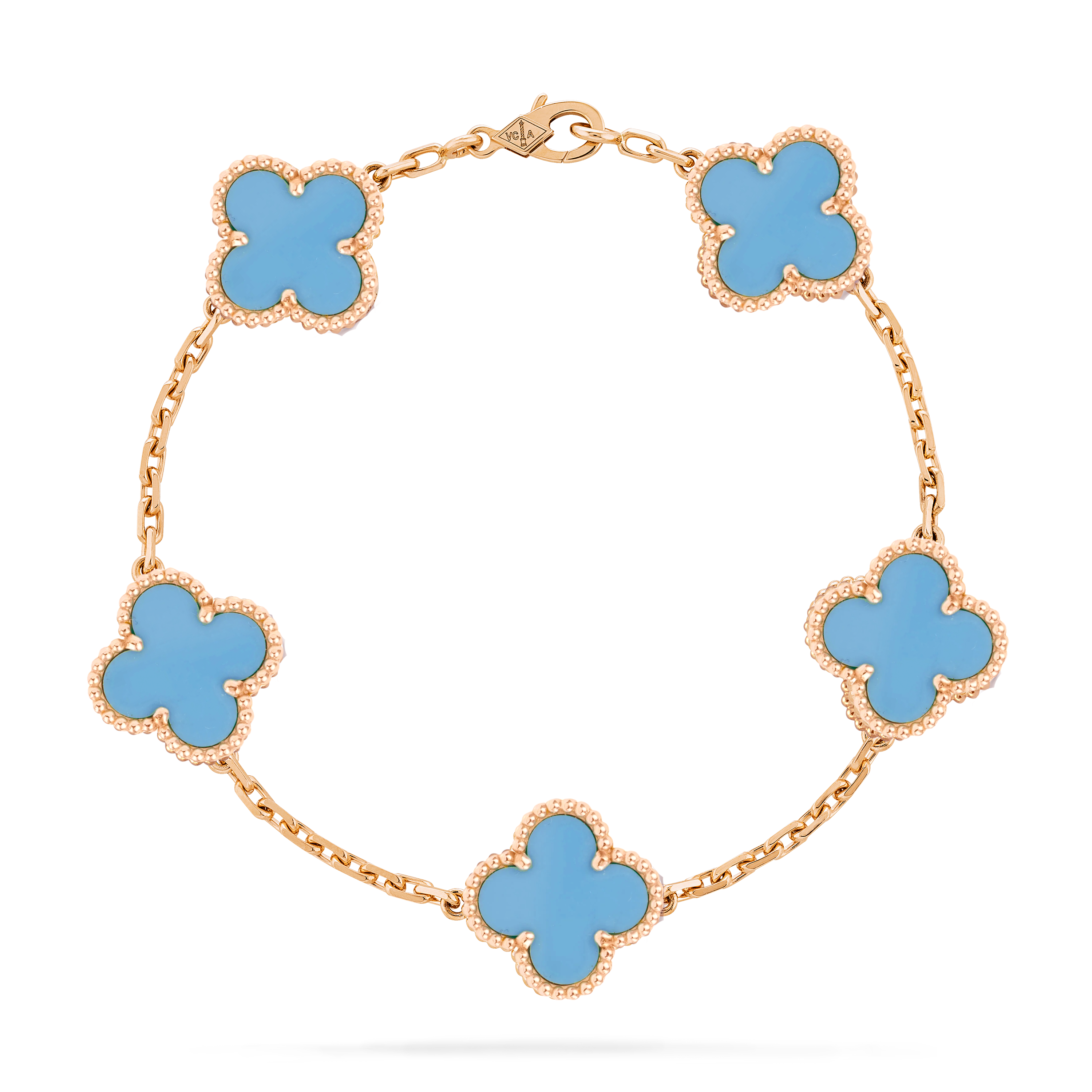 VCSV011 18k gold Van cleef vintage alhambra bracelet 5 motif - ccfashionjewelry