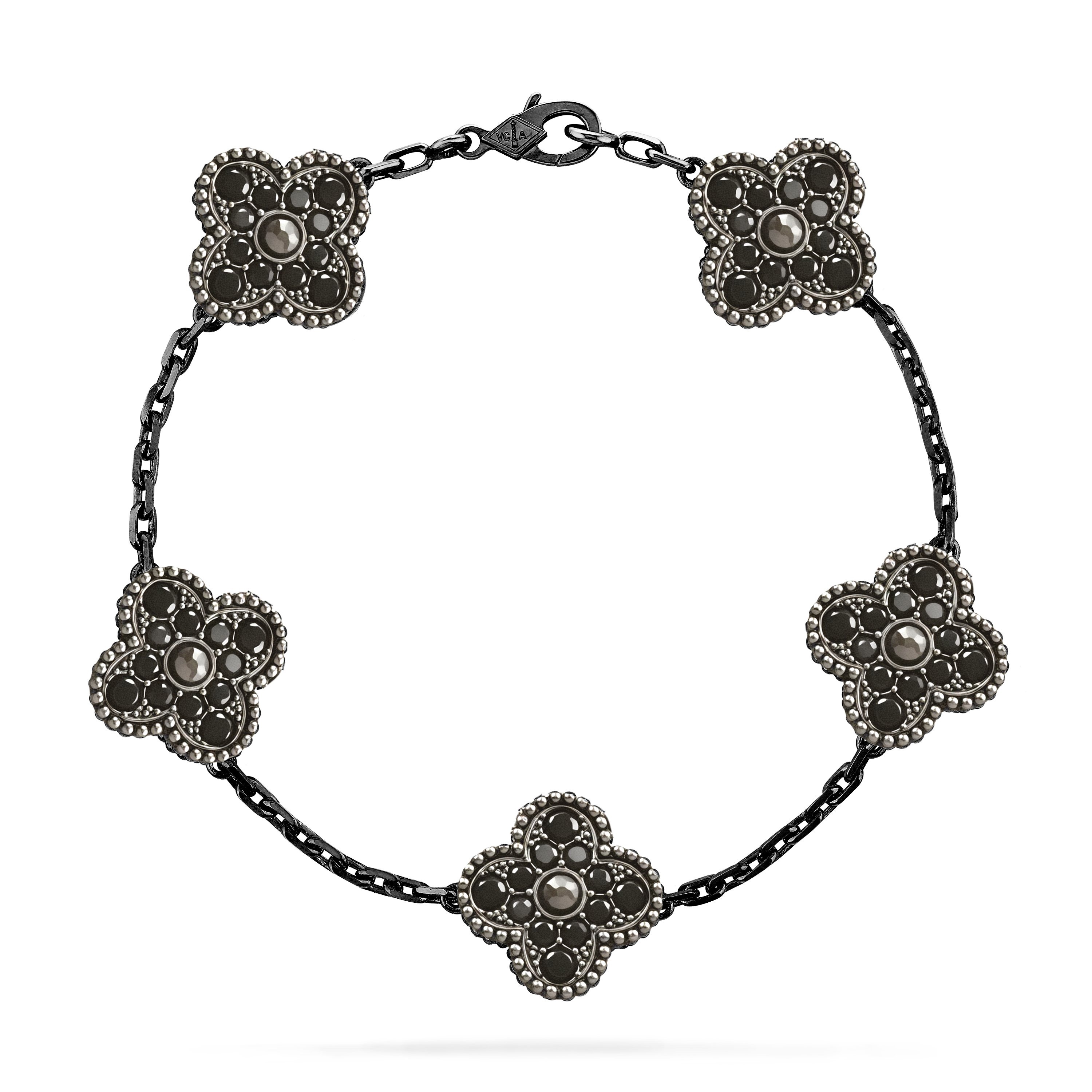 VCS007 Black VCA vintage alhambra Bracelet 5 motifs - ccfashionjewelry