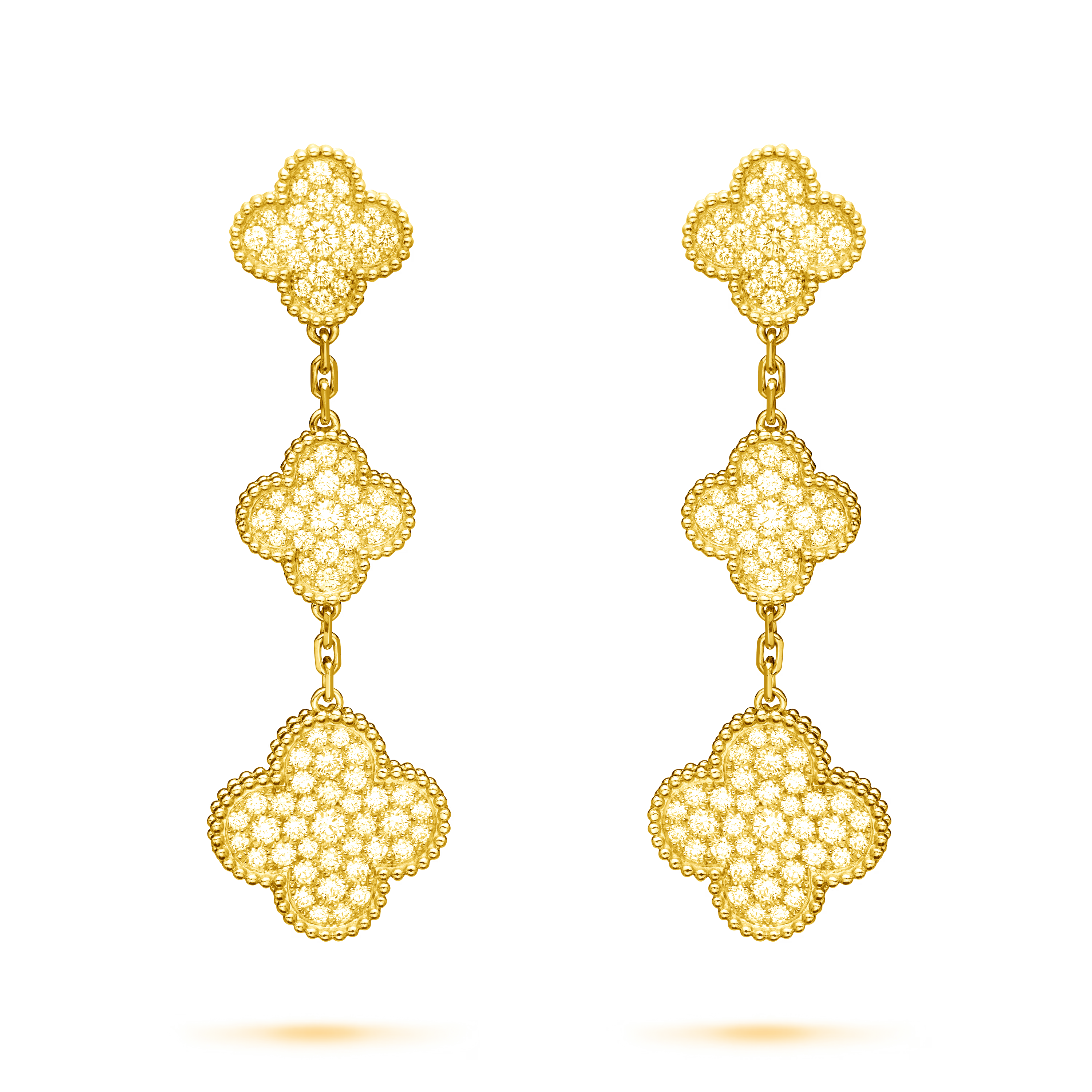 VCE021 VCA Vintage Magic Alhambra stud clip earring 3 motifs full Crystal diamond - ccfashionjewelry