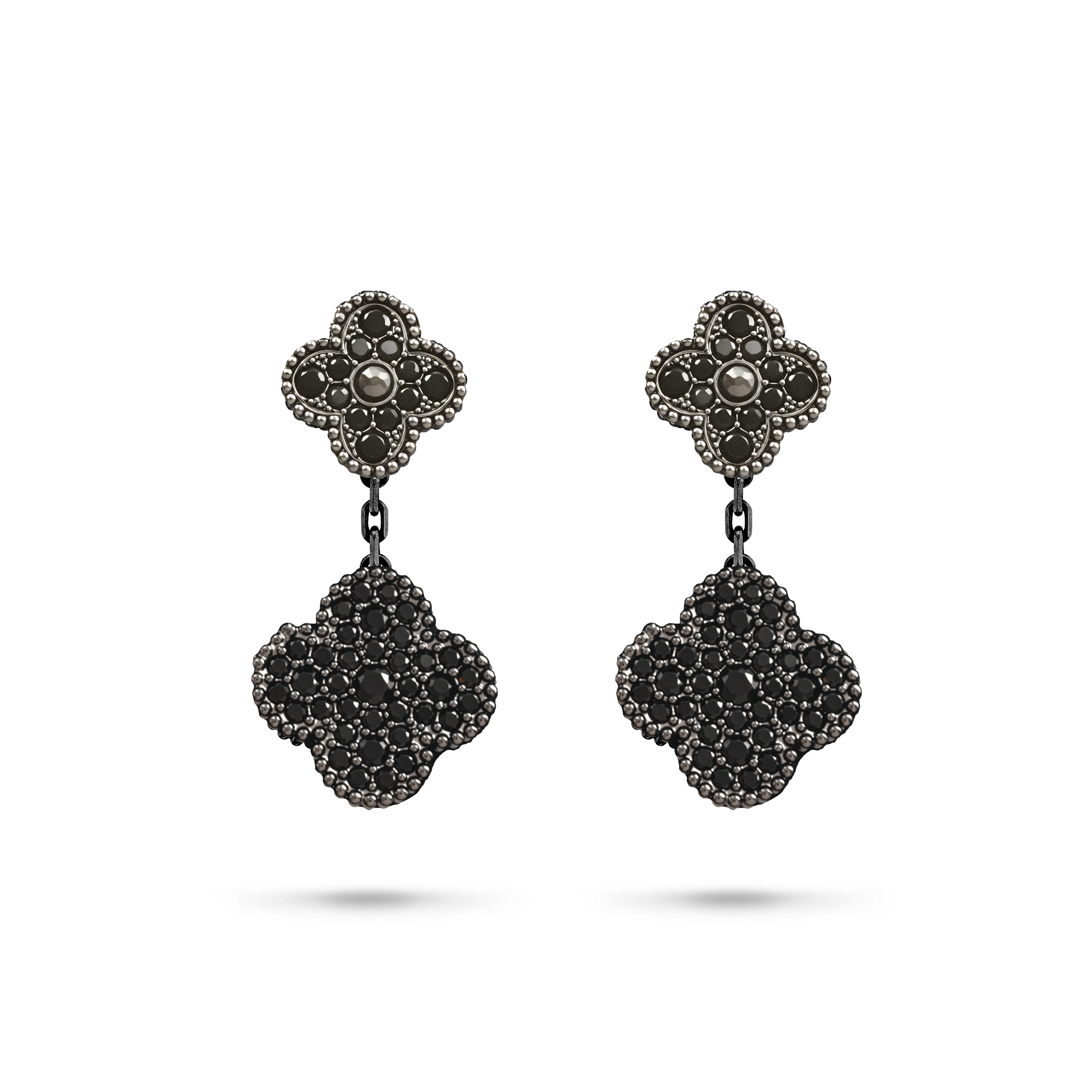 VCE041 Black VCA Vintage Magic Alhambra earring clip 2 motifs - ccfashionjewelry