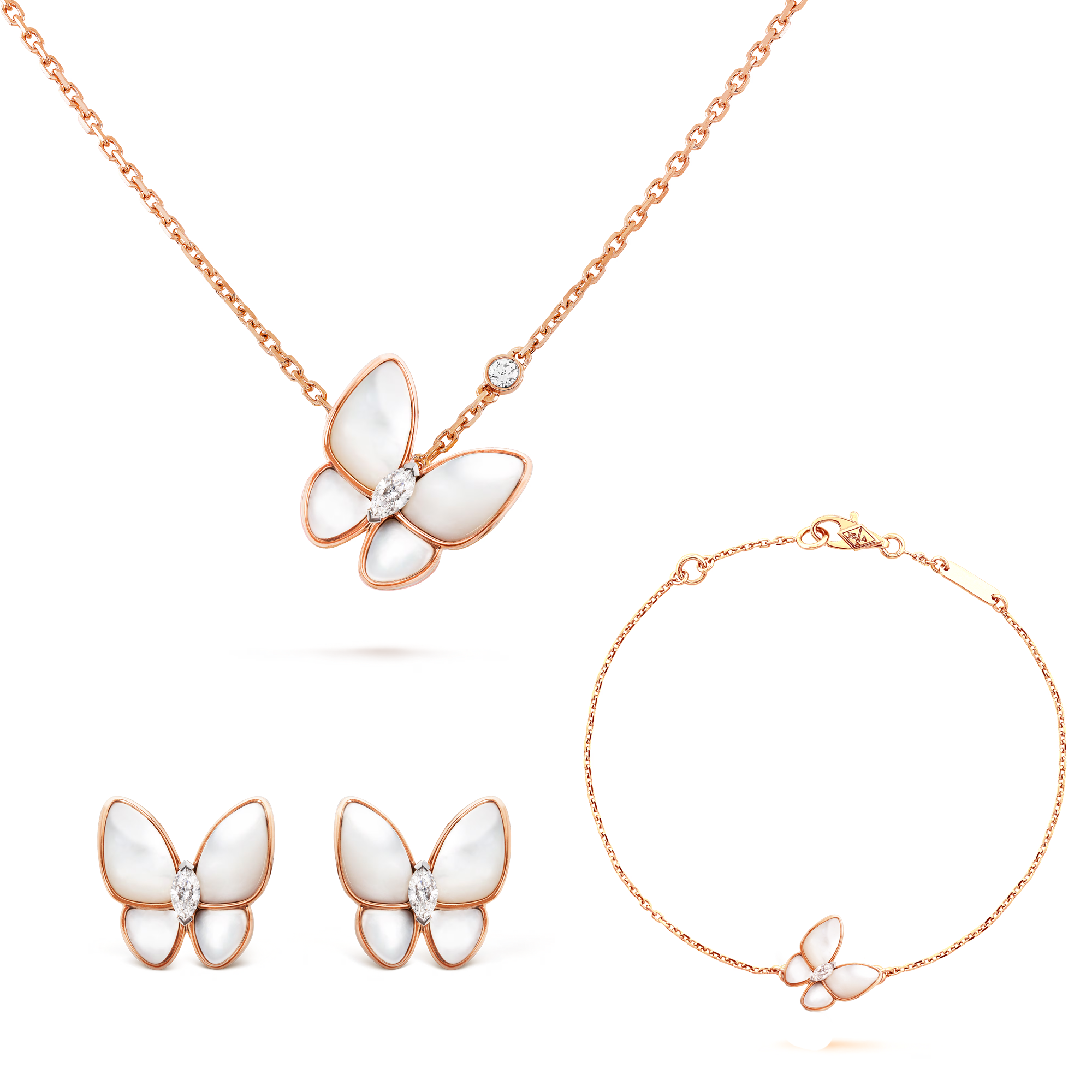 VCT004 van cleef two butterfly series necklace bracelet earring clip Jewelry Set - ccfashionjewelry